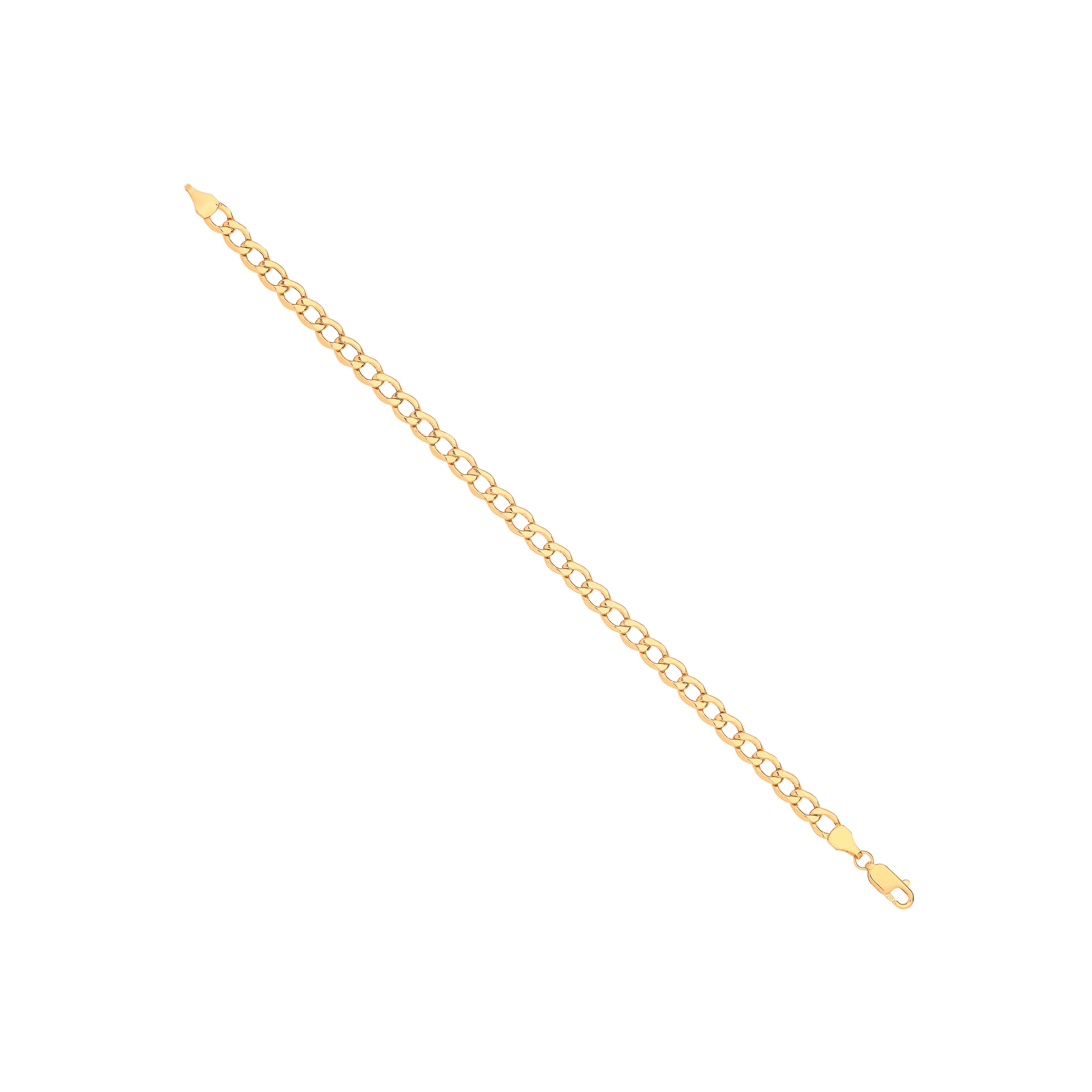 14ct Yellow Gold Hollow Beveled Curb 5.0mm Chain - 14ct Gold