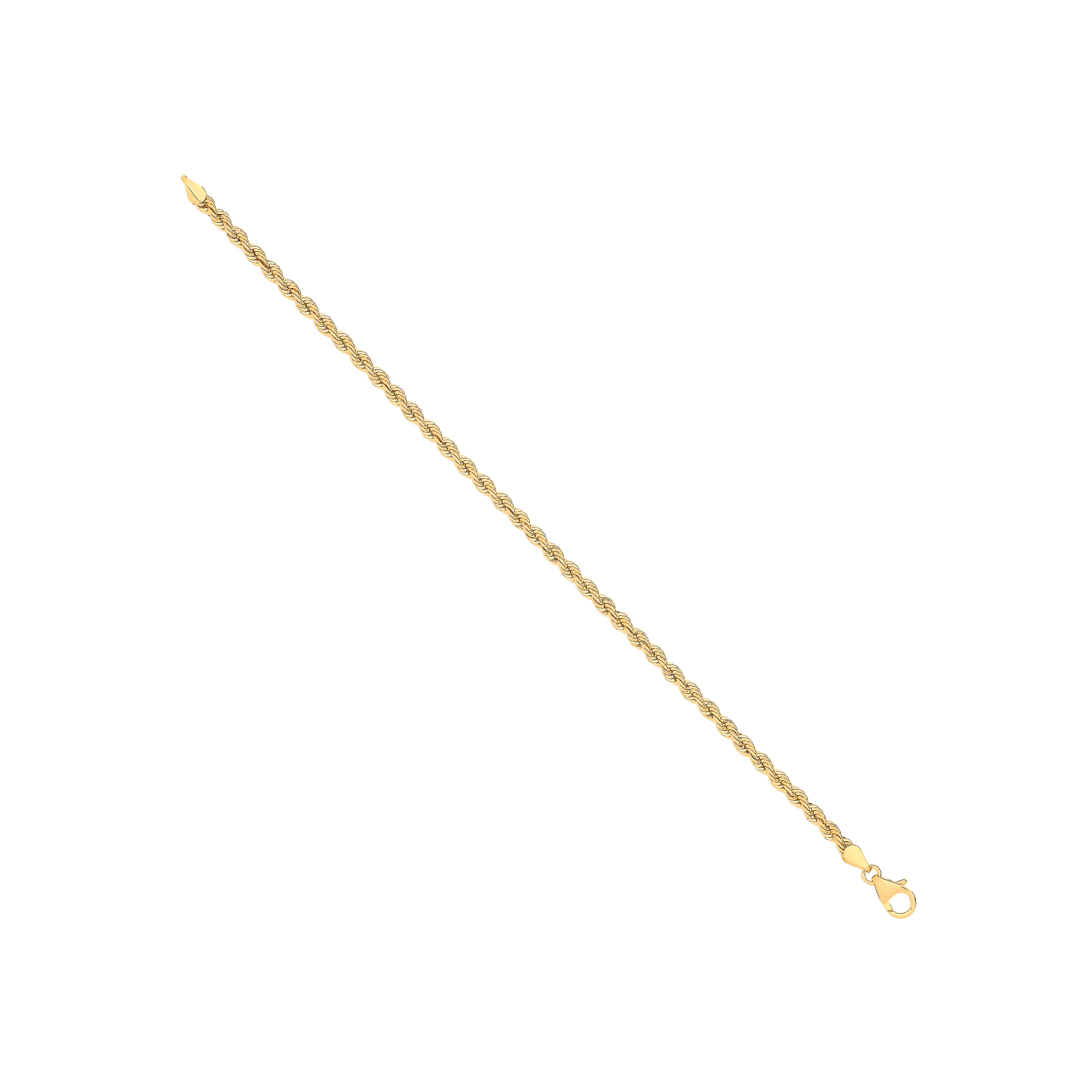 14ct Yellow Gold Hollow Rope 3.3mm Chain - 14ct Gold
