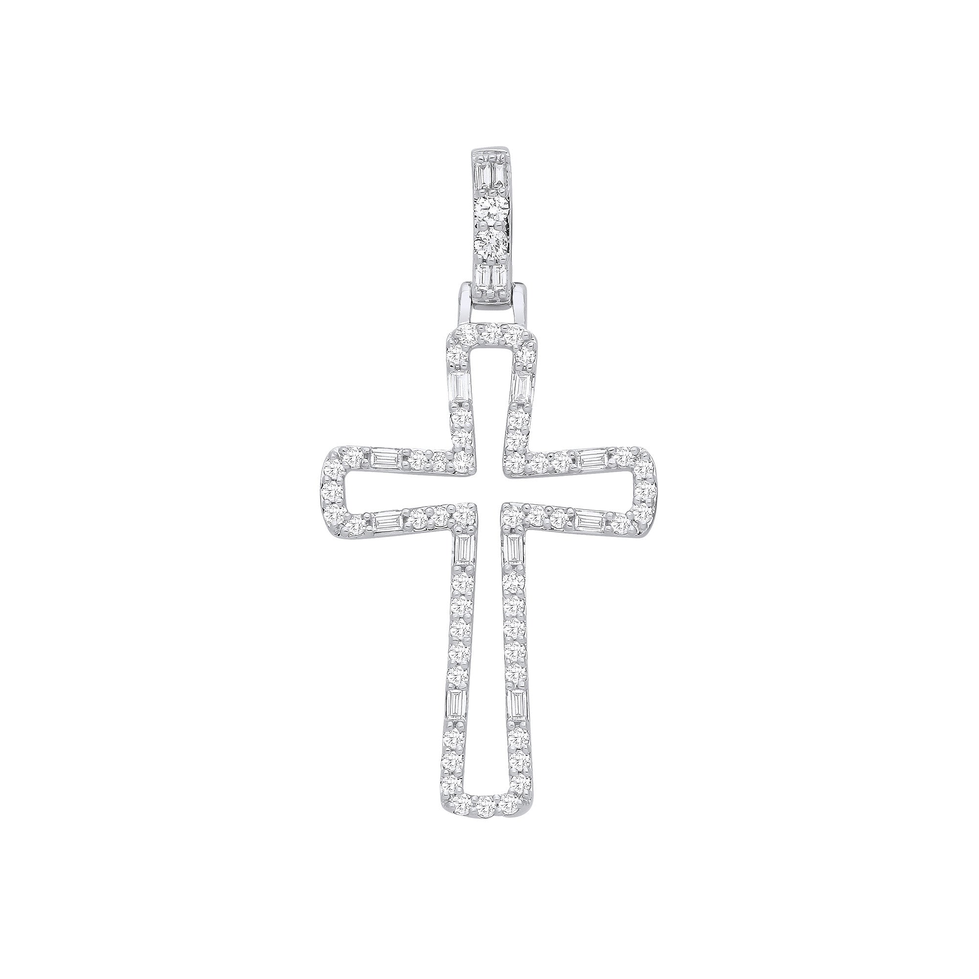 9ct White Gold 0.40ctw Cross Pendant - 9ct Gold
