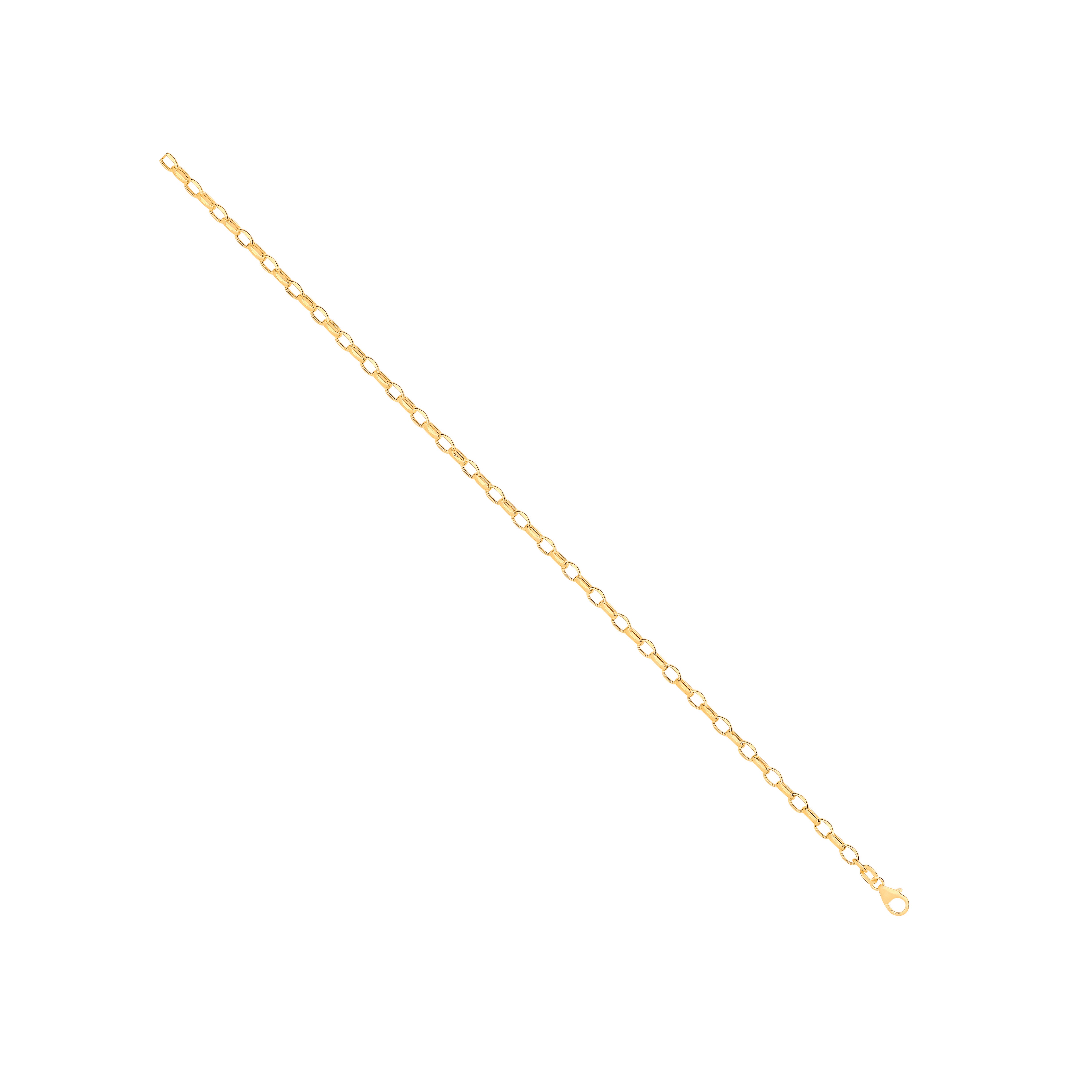 14ct Yellow Gold Hollow Oval Faceted Belcher 3.5mm Chain