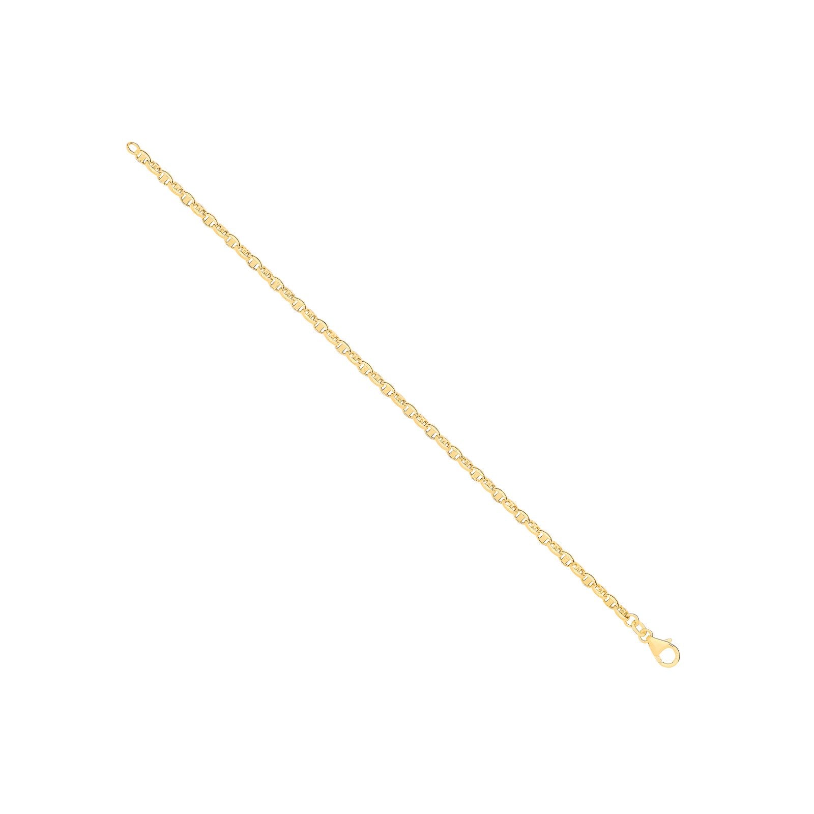 14ct Y/G Hollow Oval Puff Marine 3.6mm Chain