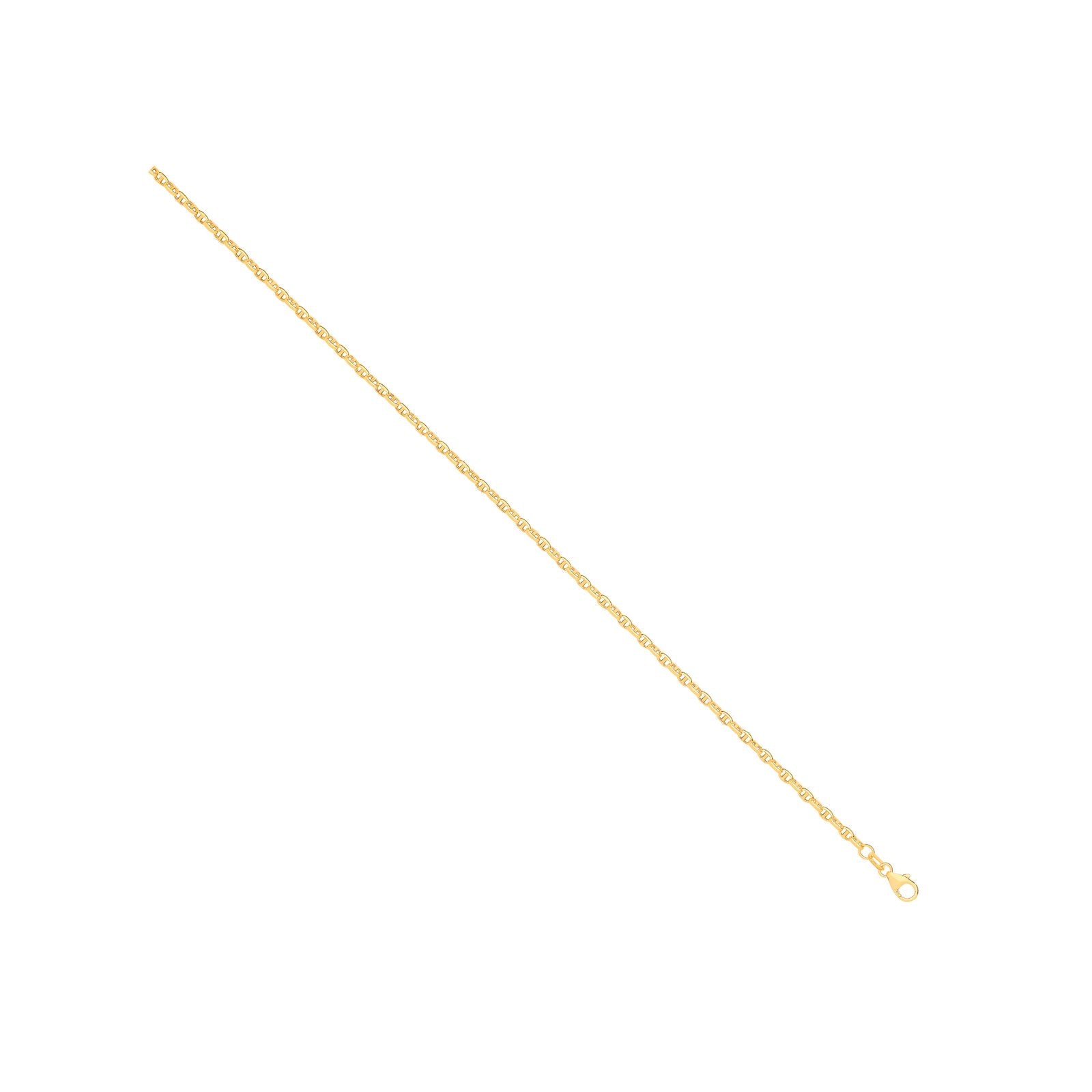 14ct Y/G Hollow Oval Puff Marine 2.7mm Chain