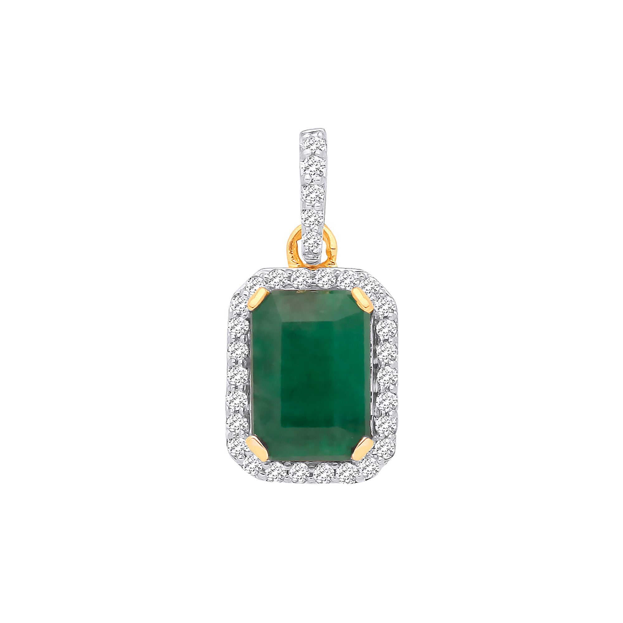 18ct Yellow Gold Diamond: 0.10ctw & Emerald 0.95ctw Pendant - 18ct Gold