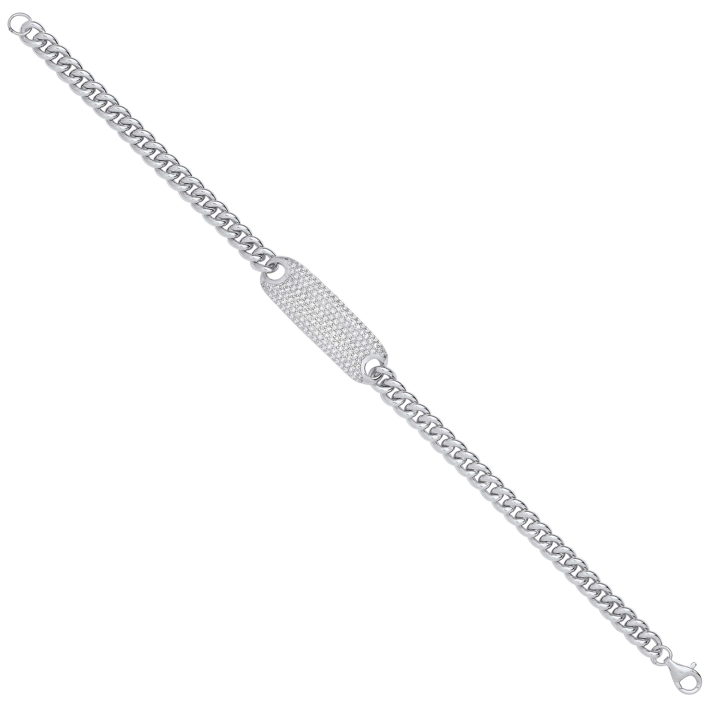 Silver 5.0mm Curb ID Ladies Bracelet - Silver