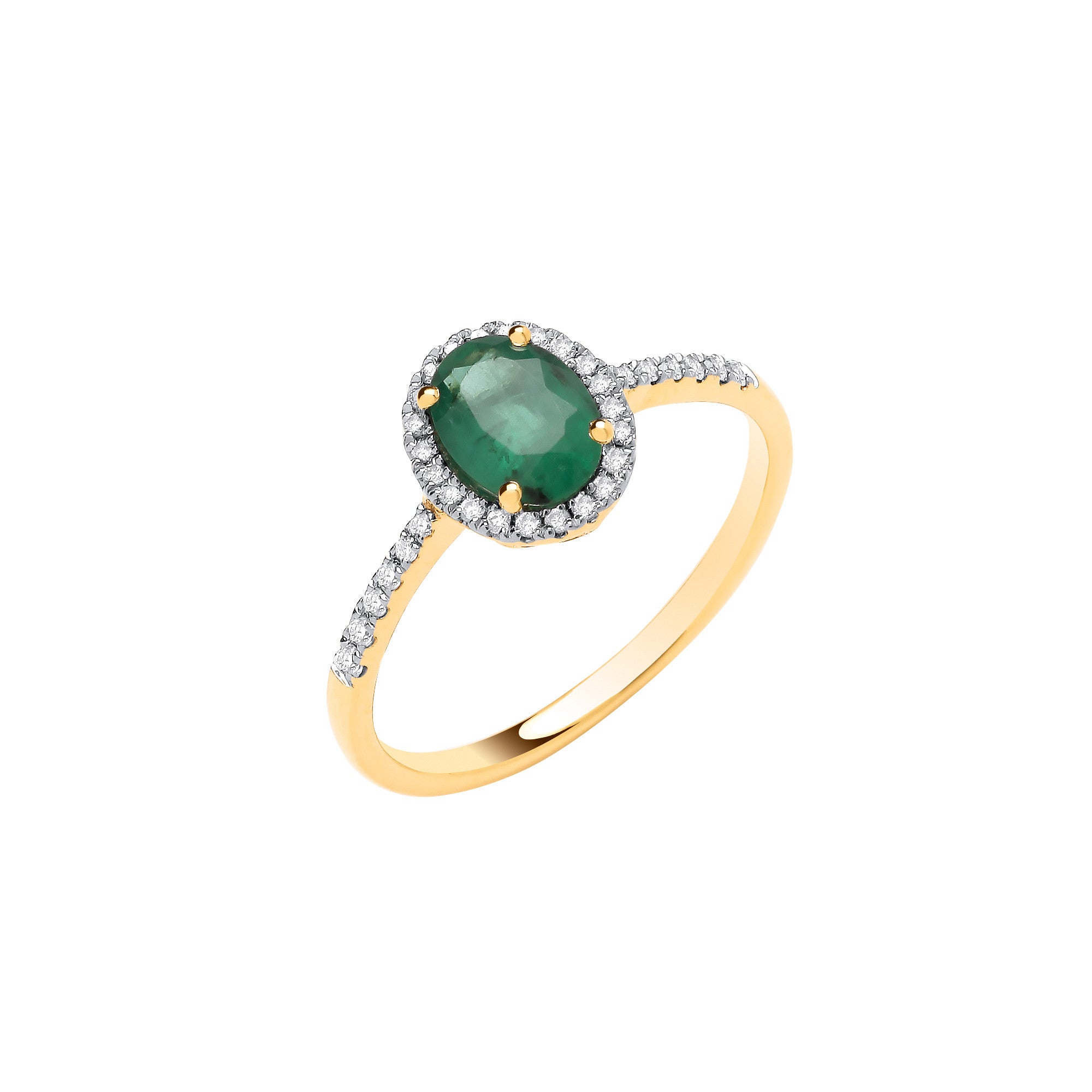 18ct Yellow Gold 0.12ctw Diamond & 0.68ctw Emerald Ring - 18ct Gold