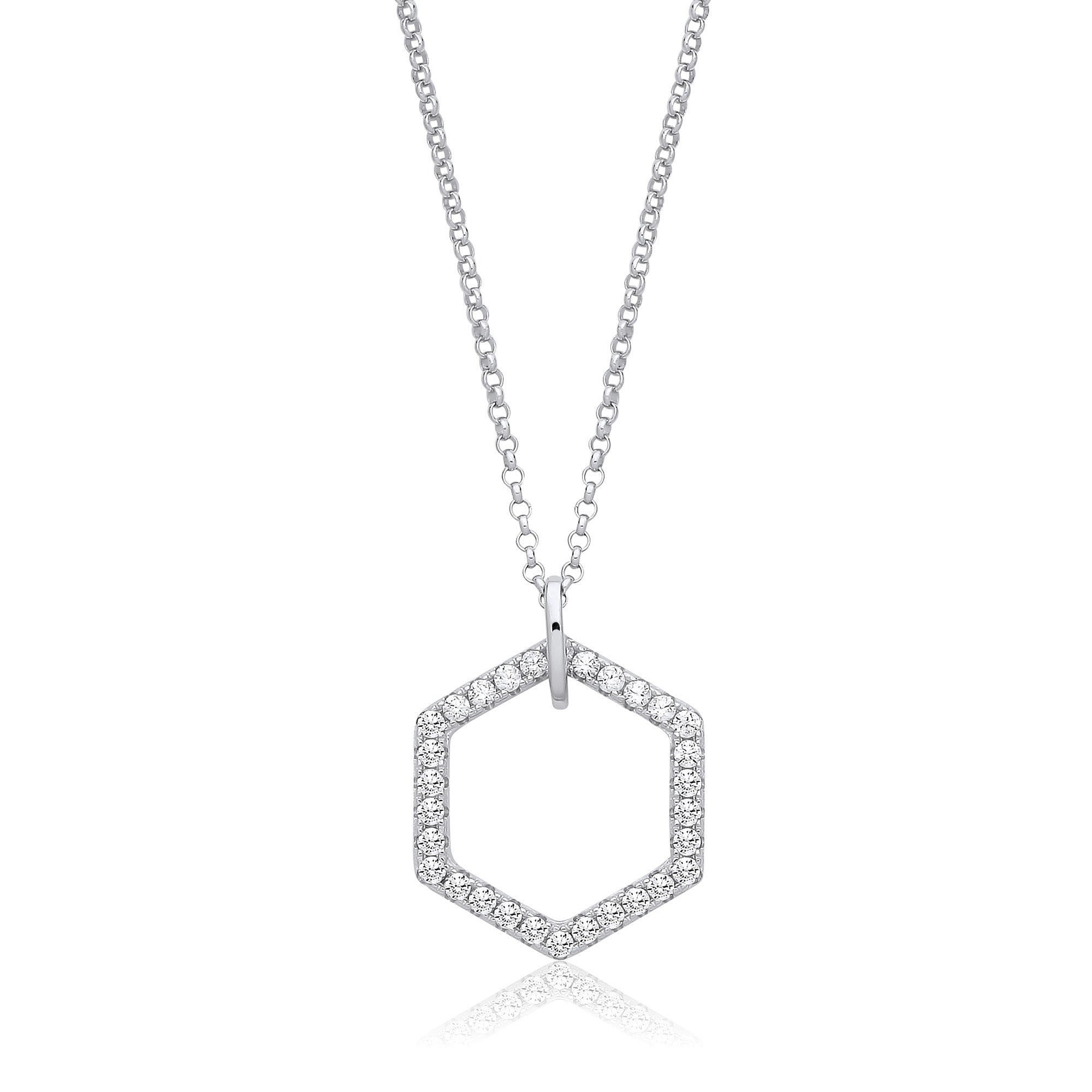 Honeycomb Drop Silver Necklace - Silver