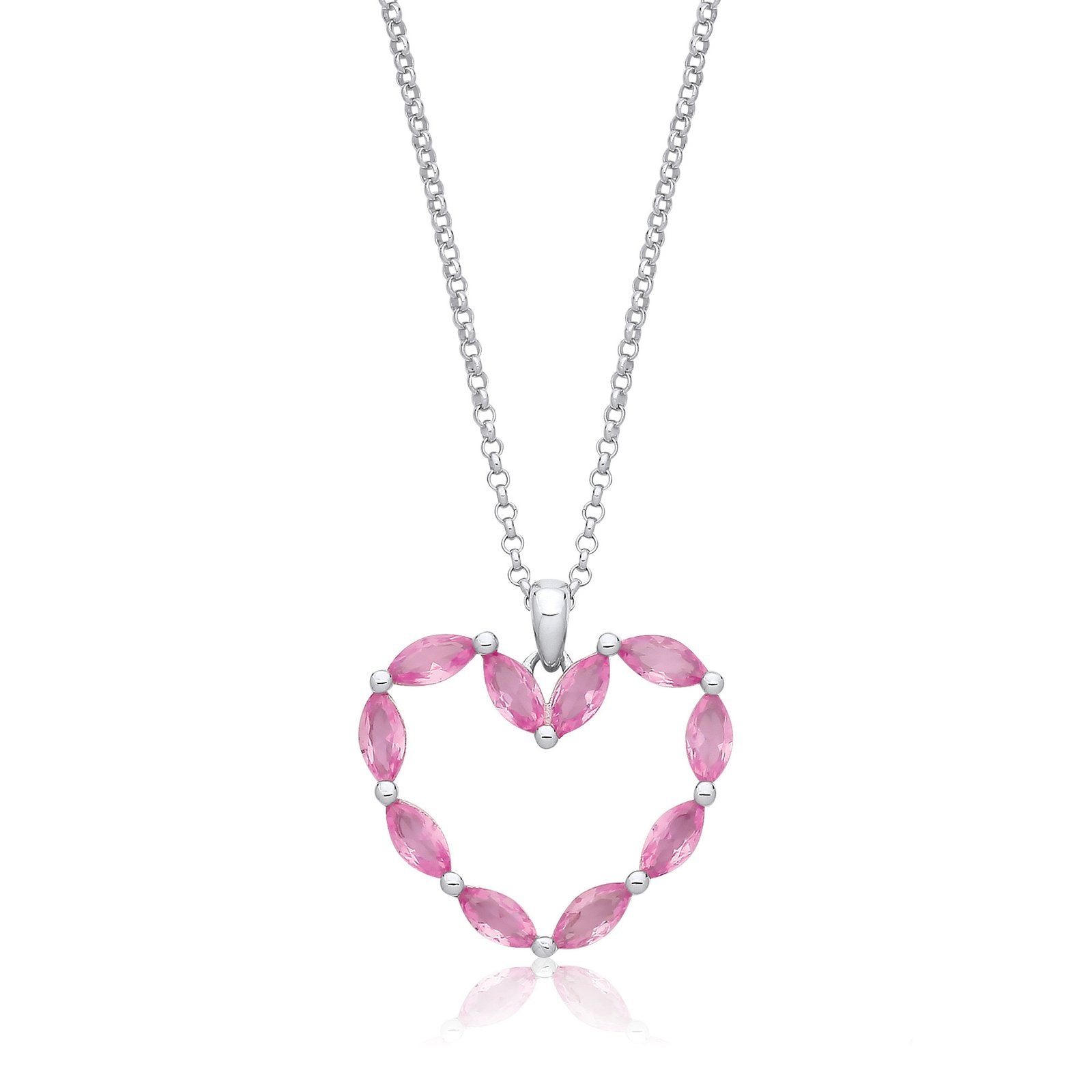 Pink Heart Silver Drop Necklace