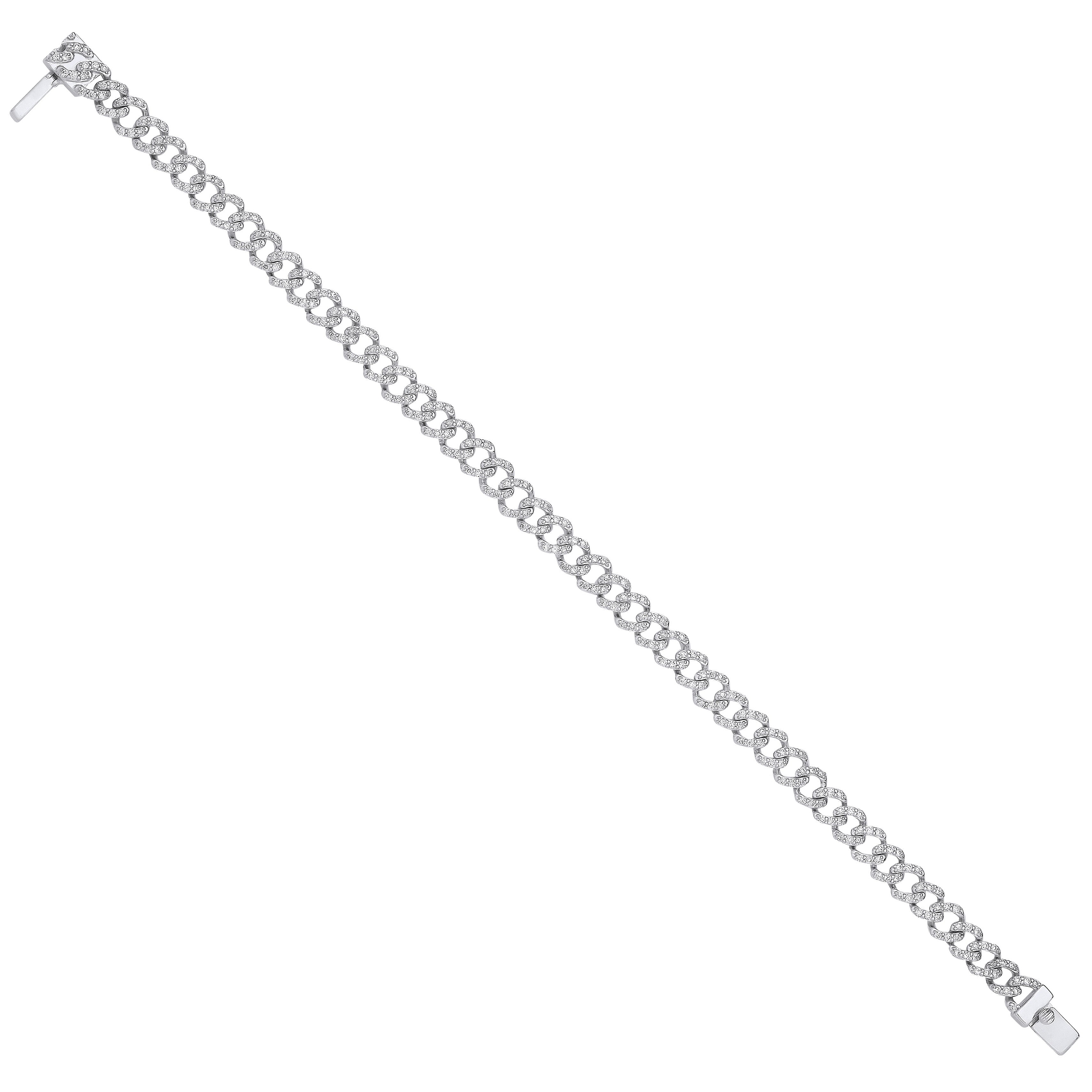 9ct White Gold 2.00ctw Gents Bracelet - 9ct Gold