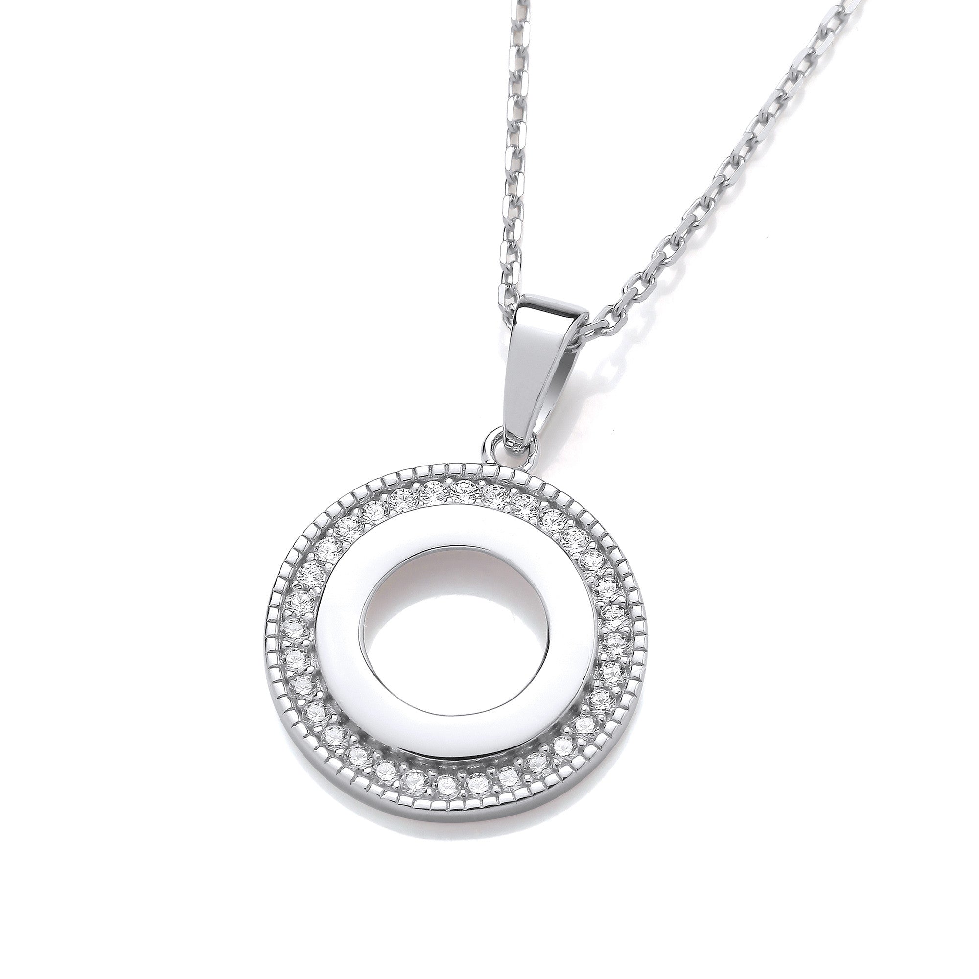 Silver Circle of Life Cubic Zirconia Pendant with Chain - Silver