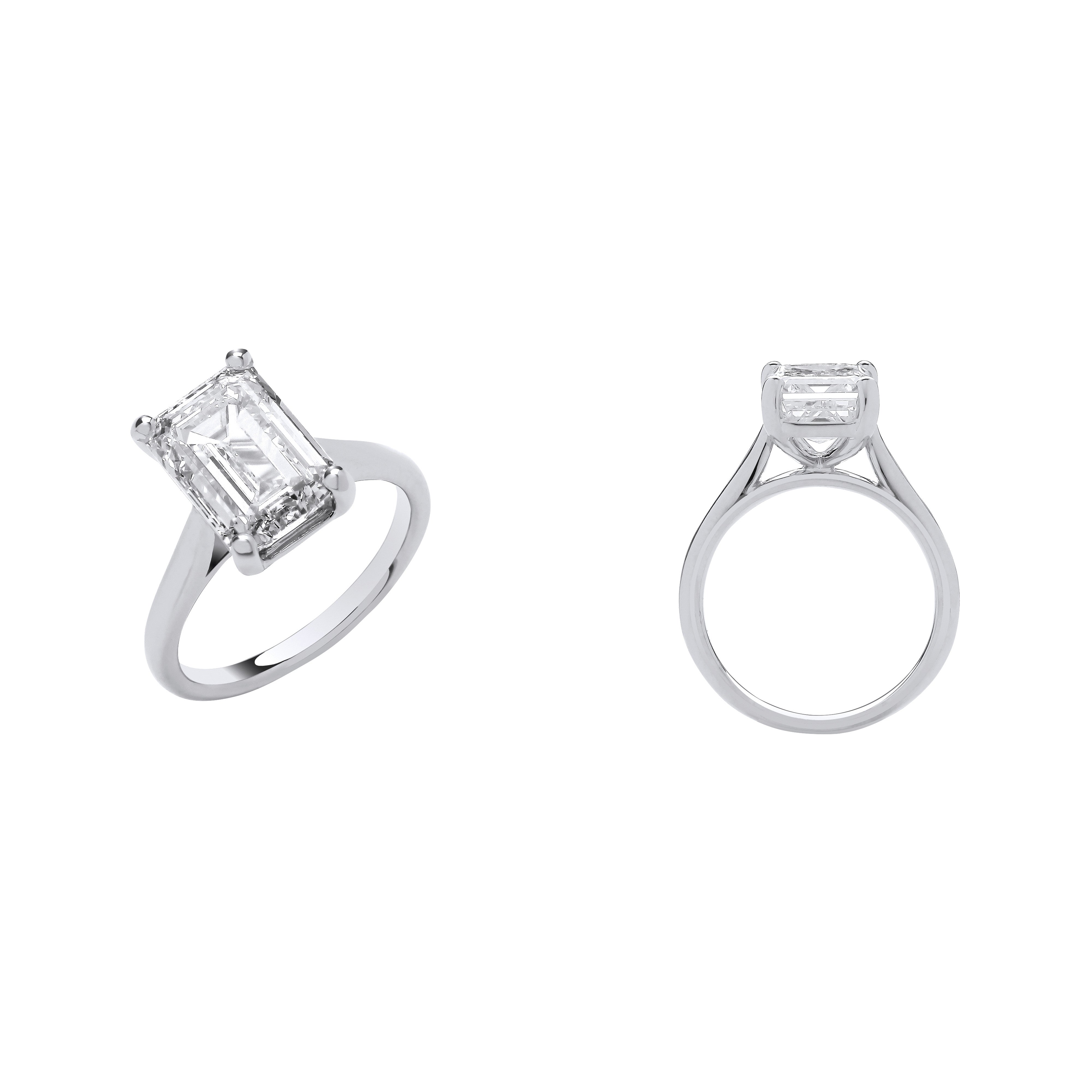 18ct White Gold 5.00ctw Emerald Cut LAB GROWN Diamond Ring IGI Certified - 18ct Gold