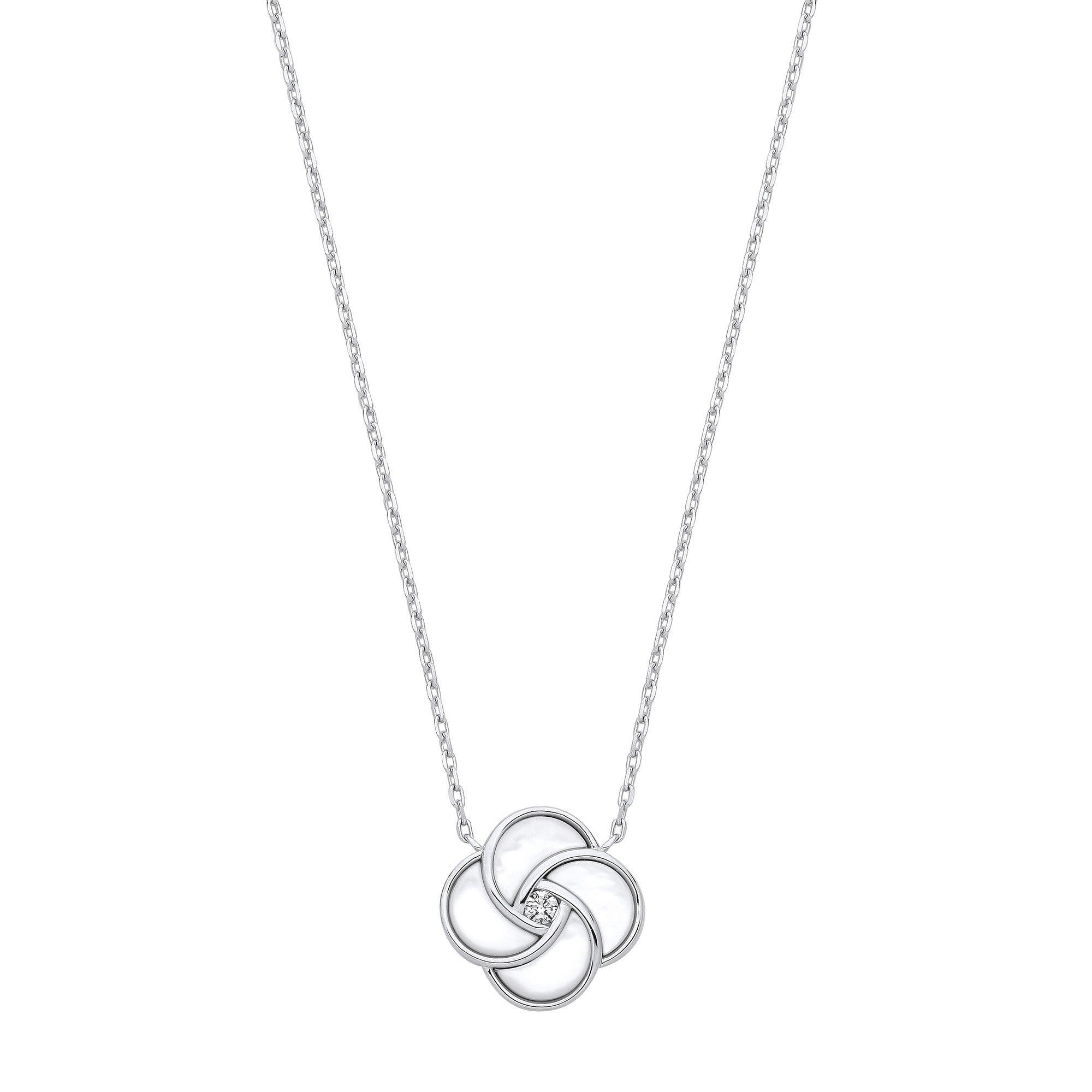 Silver White Shell Swirl Necklace - Silver