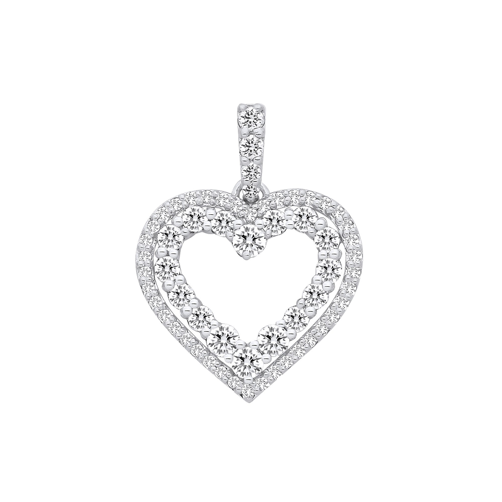9ct White Gold 0.50ctw Heart Pendant - 9ct Gold