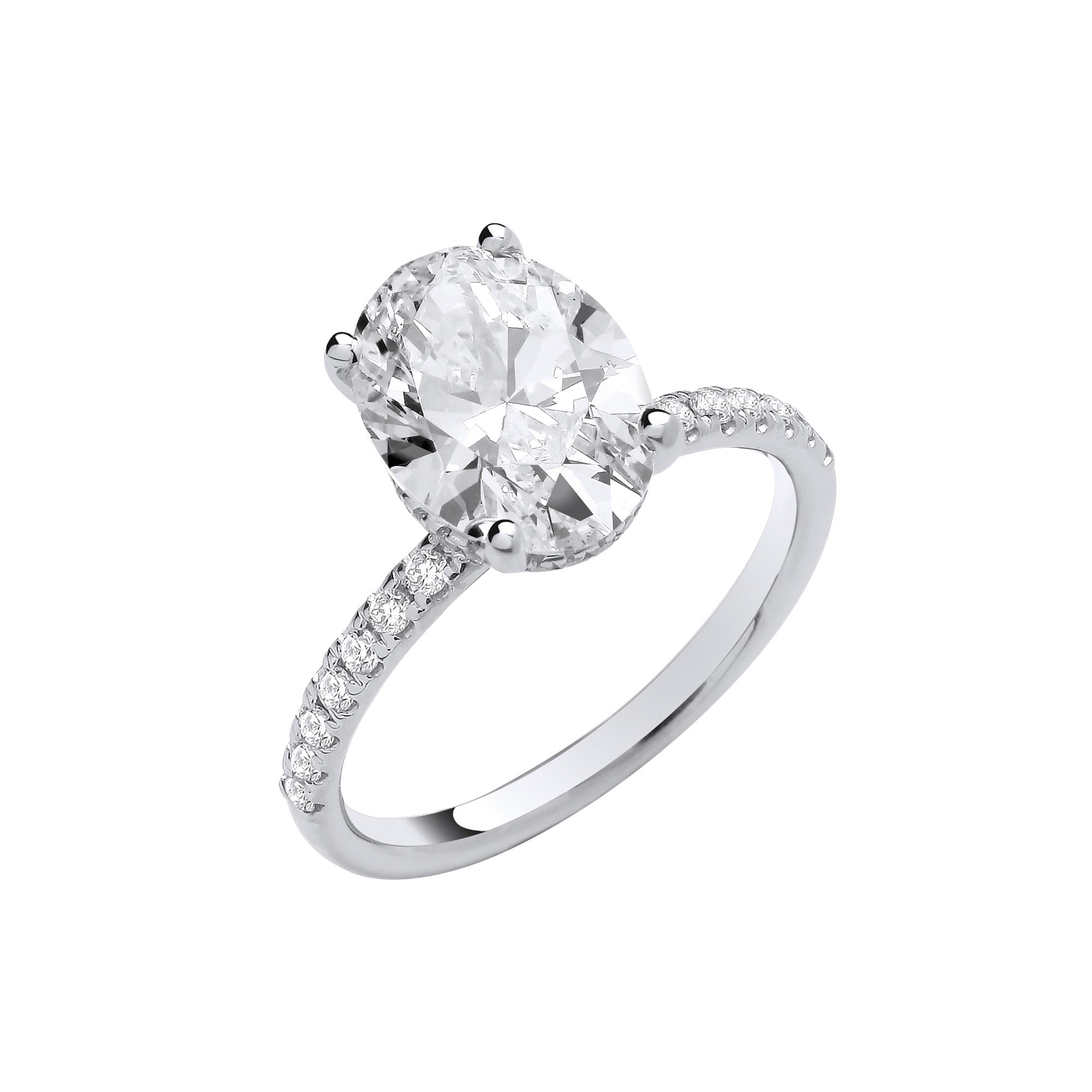 18ct White Gold 3.28ctw Oval LAB GROWN Hidden Halo Diamond Ring IGI Certified - 18ct Gold