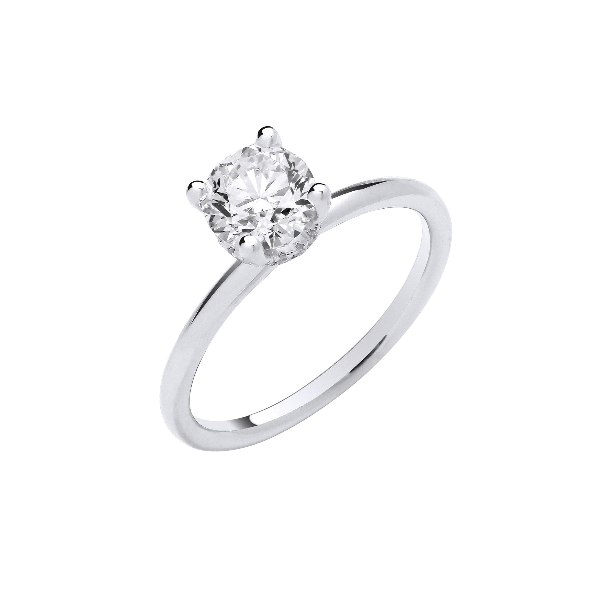 18ct White Gold 1.05ctw Solitaire LAB GROWN Hidden Halo Diamond Ring IGI Certified - 18ct Gold