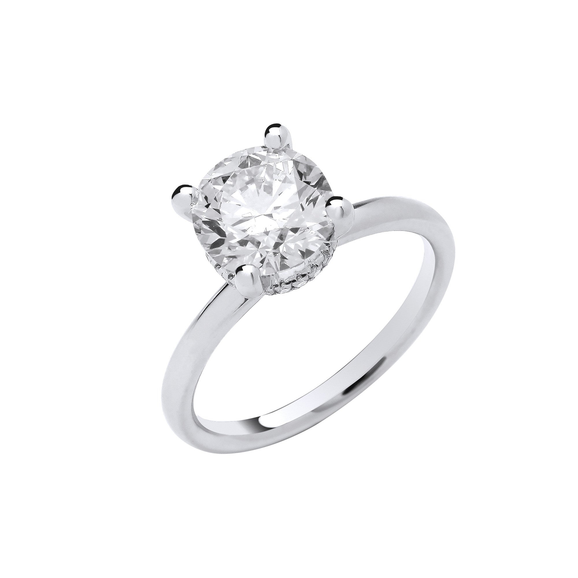 18ct White Gold 2.07ctw Solitaire LAB GROWN Hidden Halo Diamond Ring IGI Certified - 18ct Gold