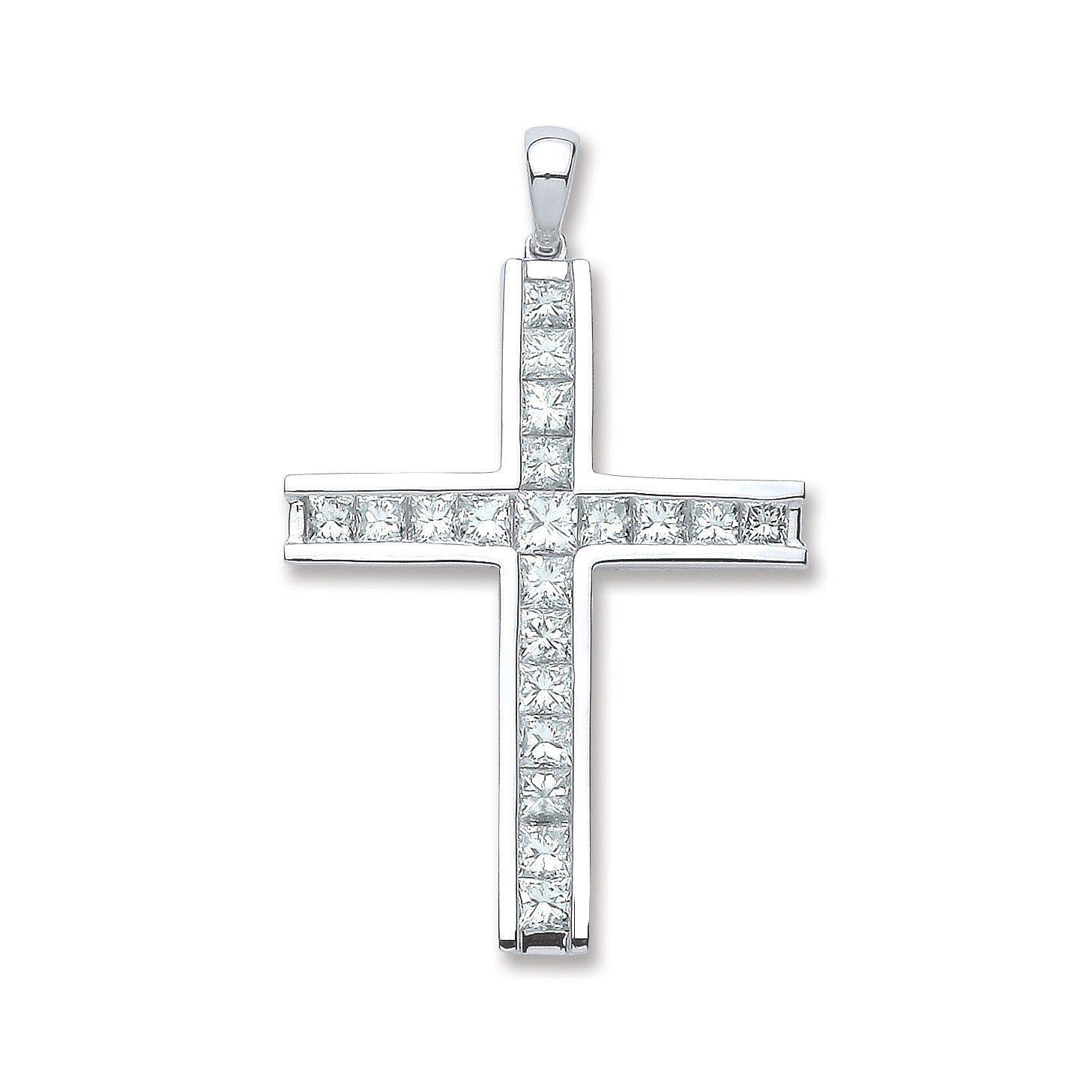 18ct White Gold 1.17ct Princess Cut Diamond Cross - 18ct Gold