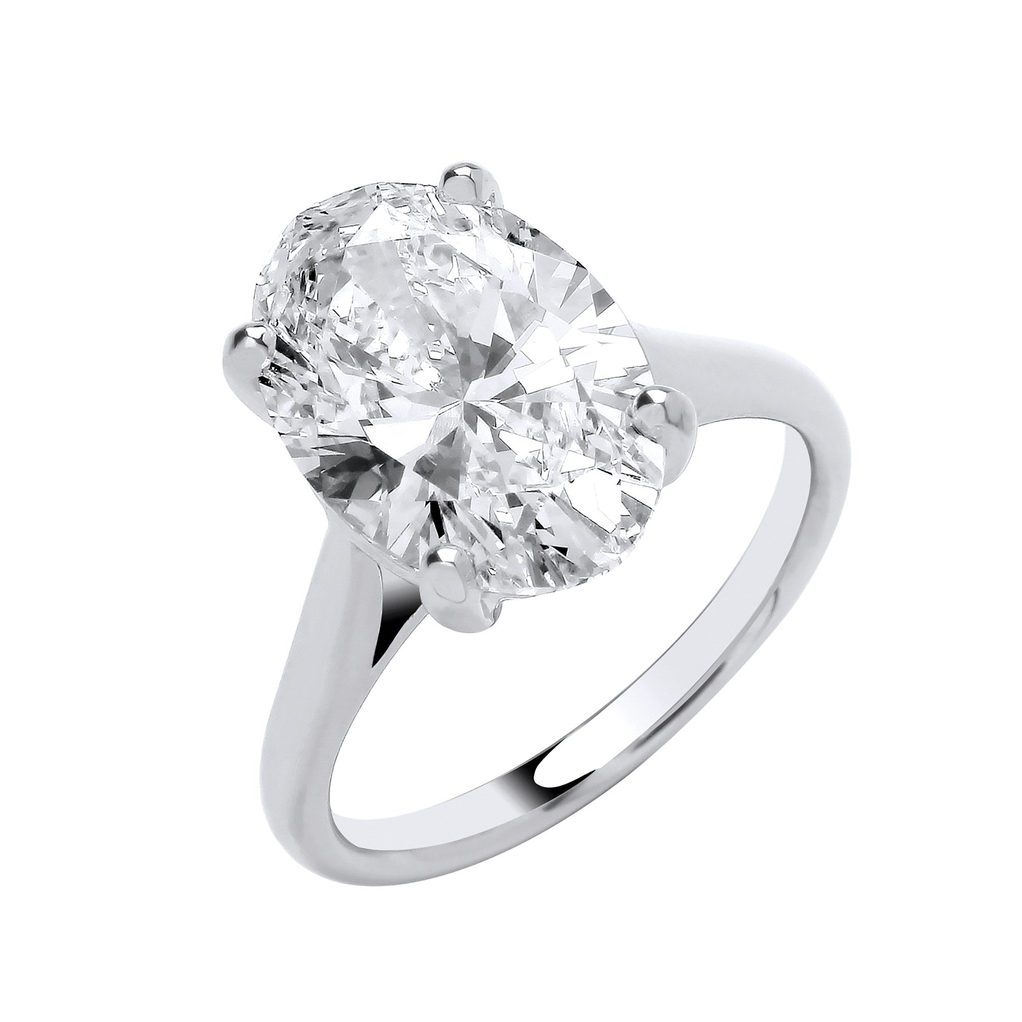 18ct White Gold 5.00ctw Oval Cut LAB GROWN Diamond Ring IGI Certified - 18ct Gold
