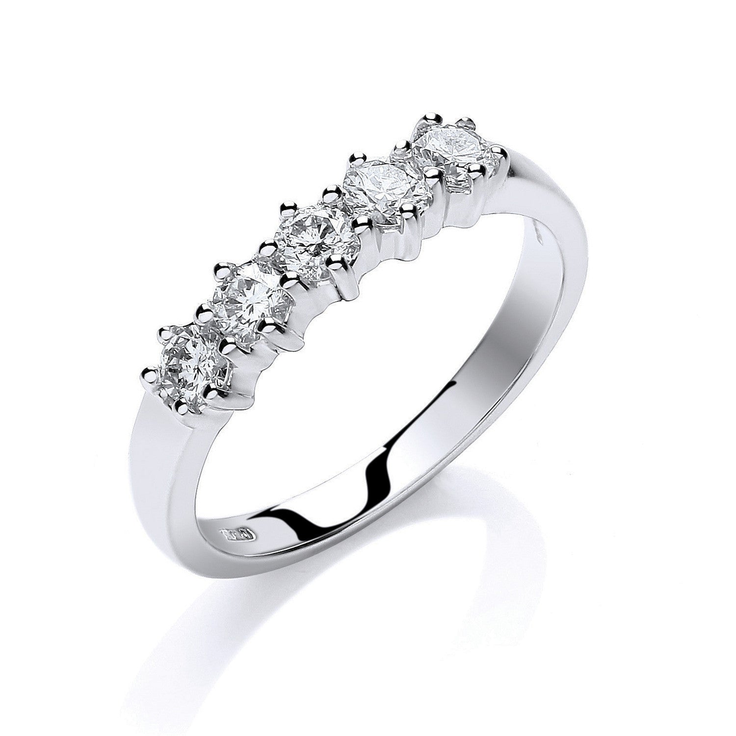 18ct White Gold 0.50ct 5 Stone Diamond Eternity Ring - 18ct Gold