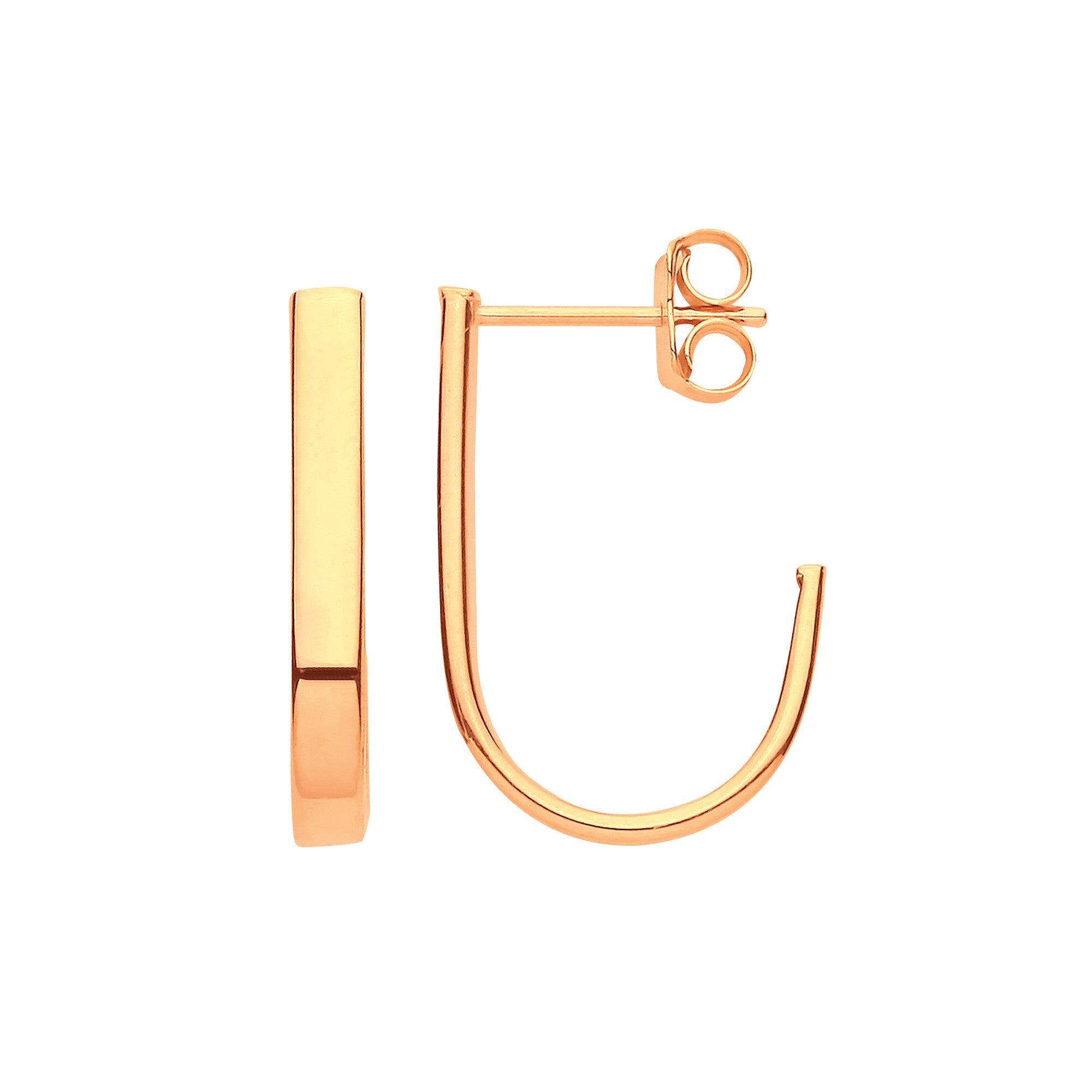 Yellow Gold Plain 'J' Hoop Earrings - 9ct Gold