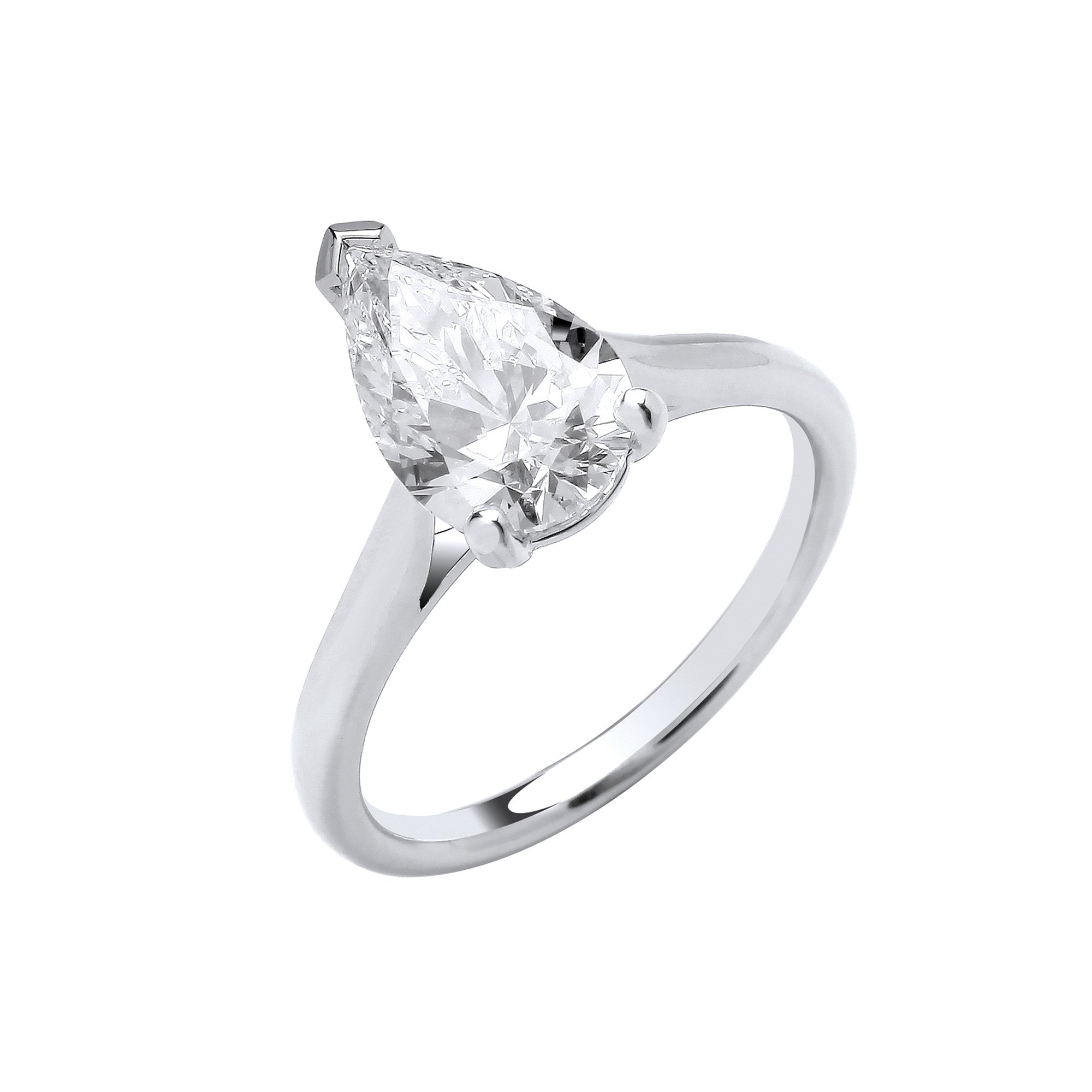 18ct White Gold 2.00ctw Pear Cut LAB GROWN Diamond Ring IGI Certified - 18ct Gold