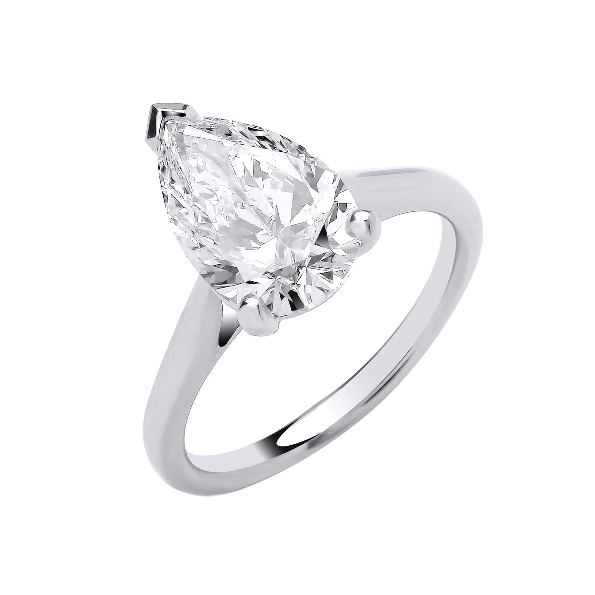 18ct White Gold 3.00ctw Pear Cut LAB GROWN Diamond Ring IGI Certified - 18ct Gold