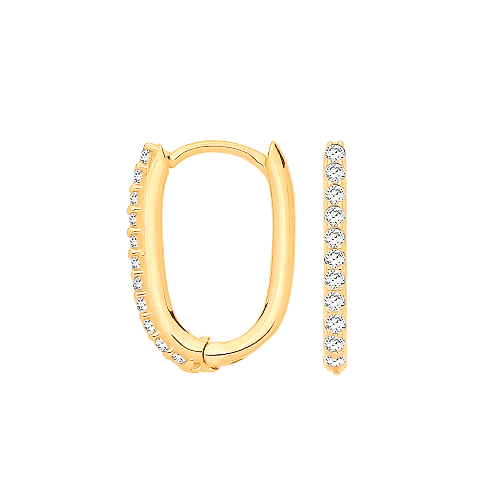 Yellow Gold Small J Huggies with Cubic Zirconias - 9ct Gold