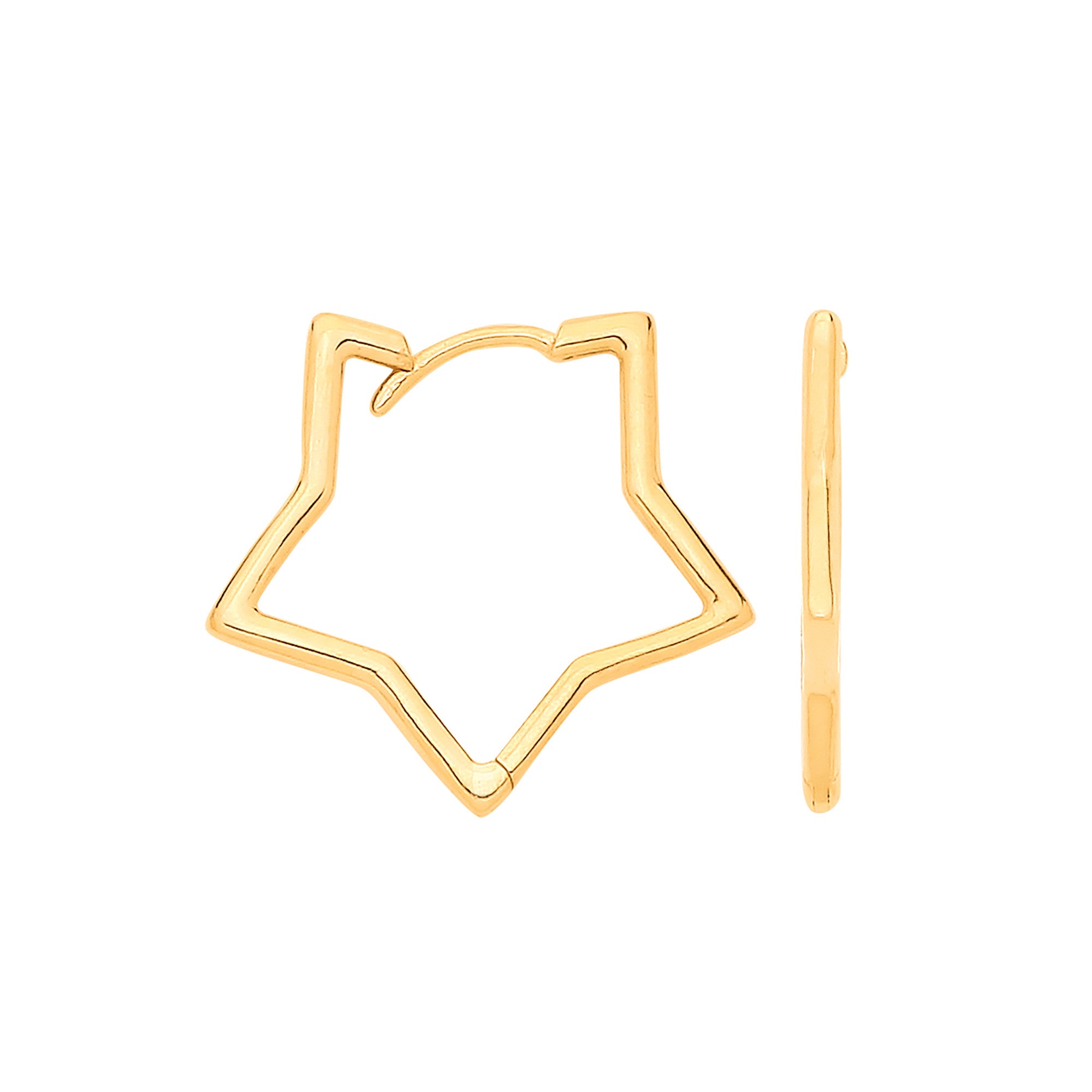 Yellow Gold Small STAR Shaped PLAIN Huggies - 9ct Gold