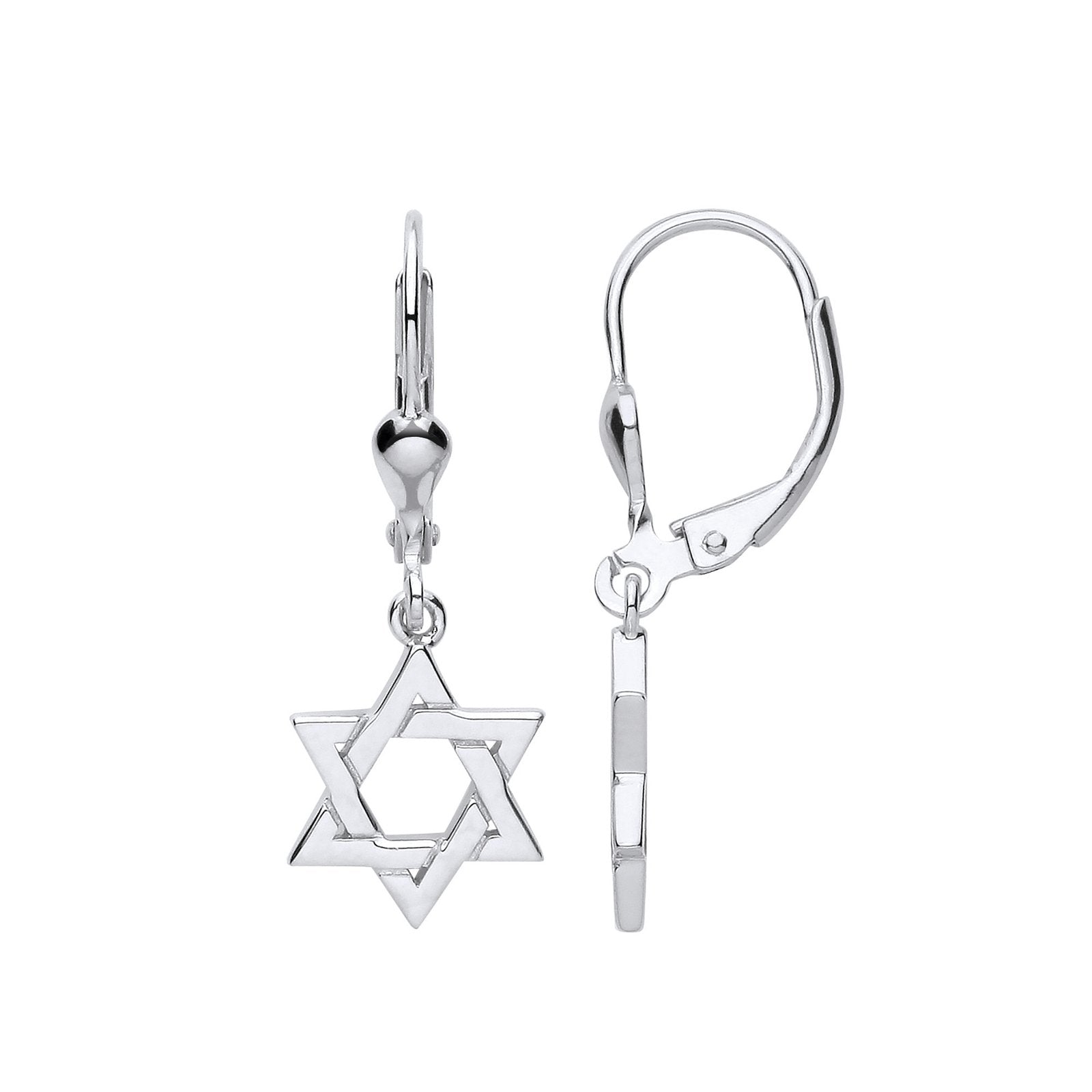 Silver Star of David Drop Earrings