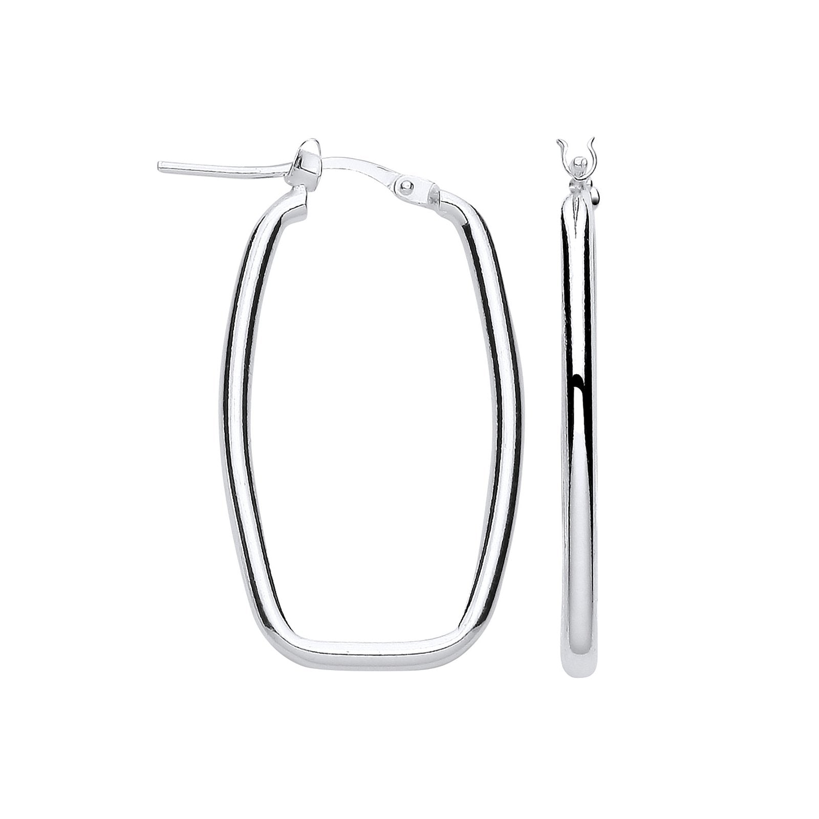 Silver Rectangular Creole Earrings