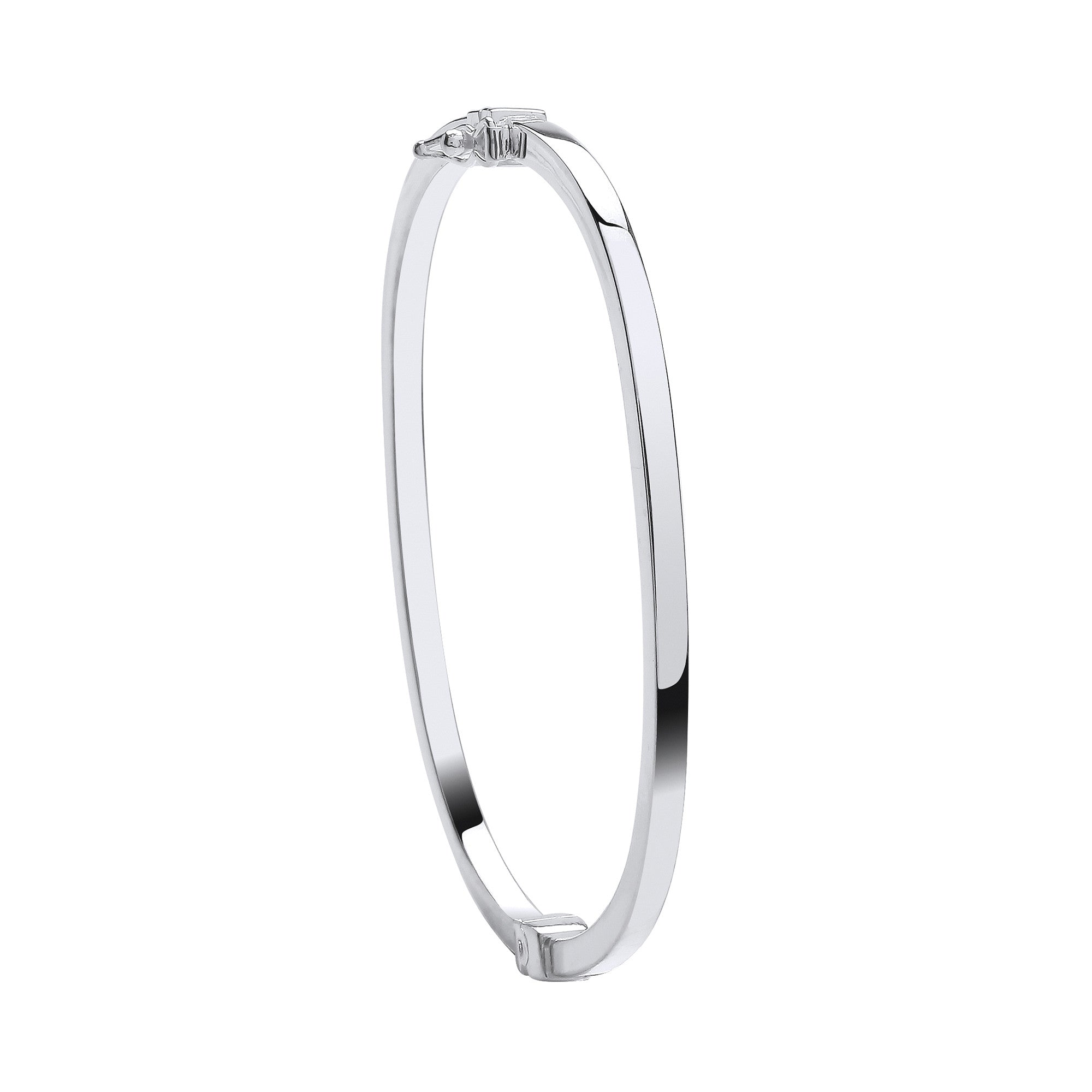 Silver Plain Square Ladies Bangle - Silver