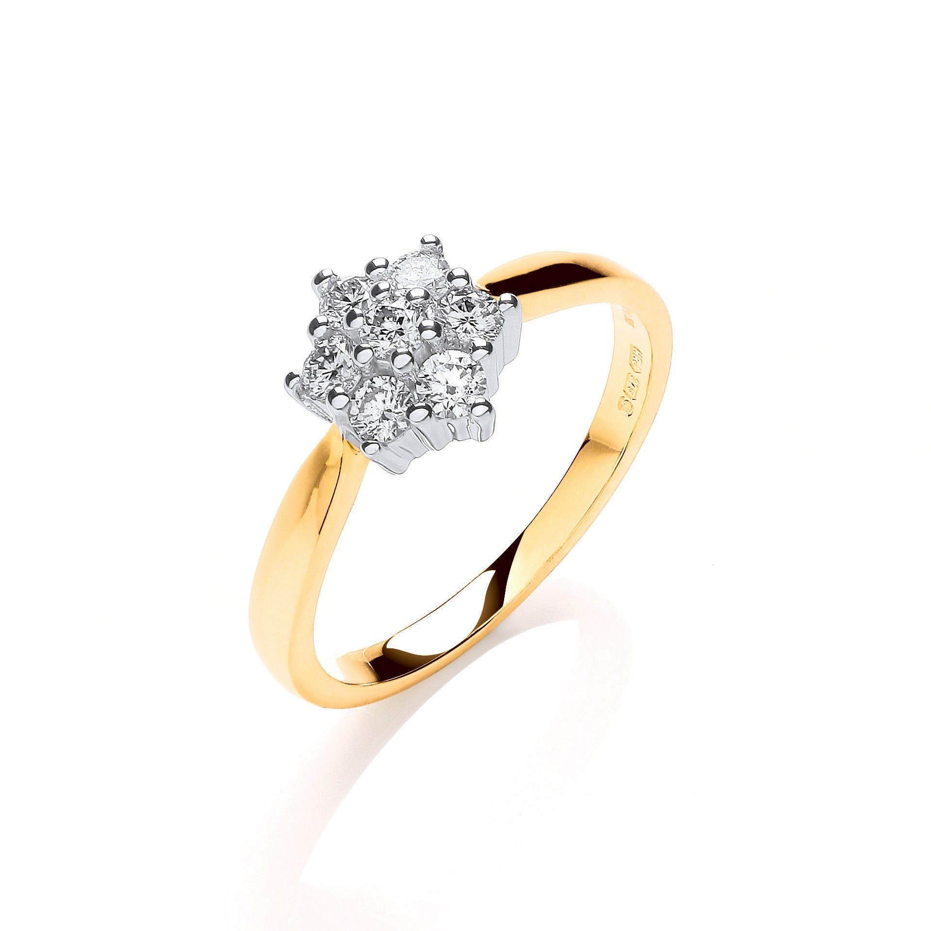 9ct Yellow Gold 0.33ctw Diamond 7St Cluster Ring - 9ct Gold