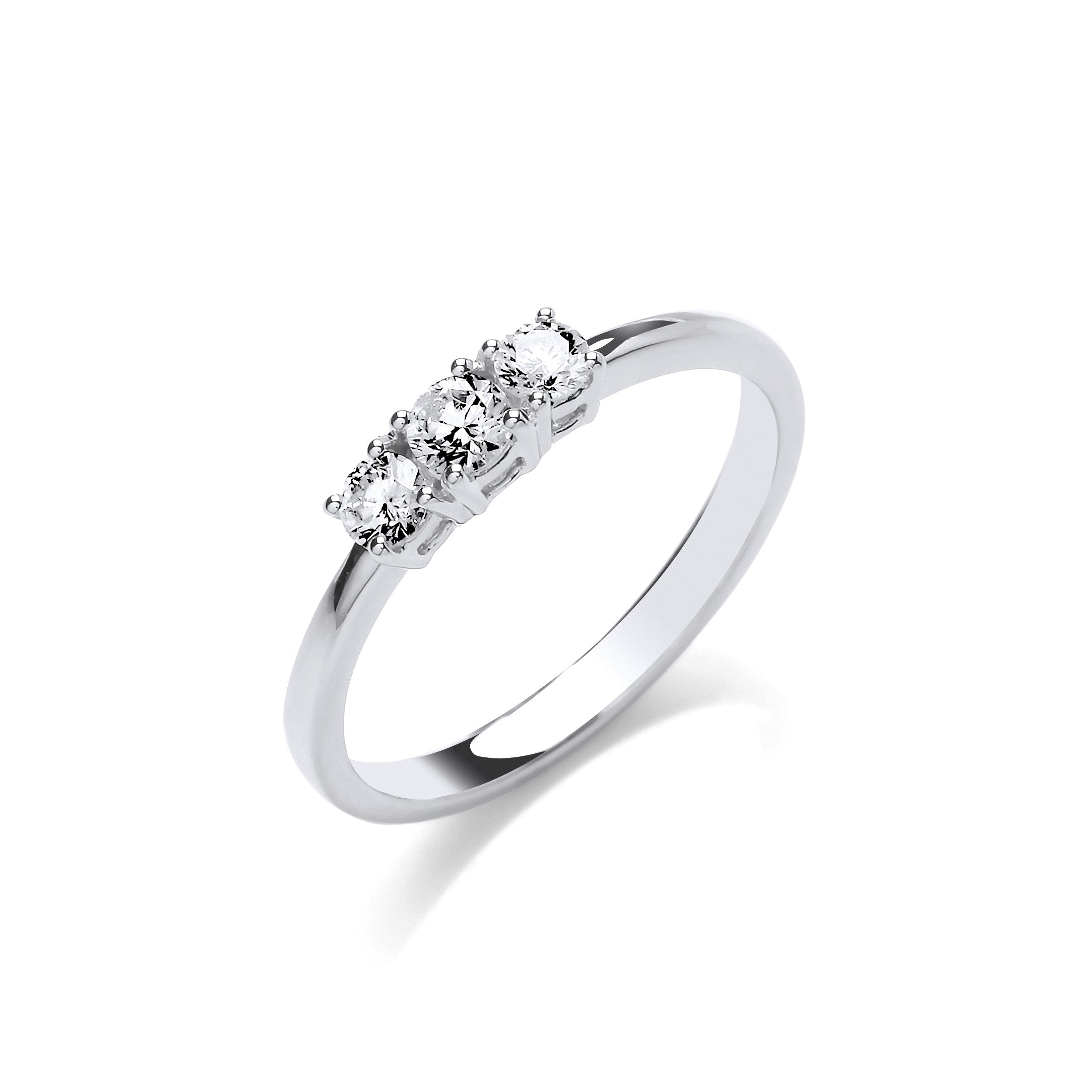 18ct White Gold 0.33ct Diamond Trilogy Ring - 18ct Gold