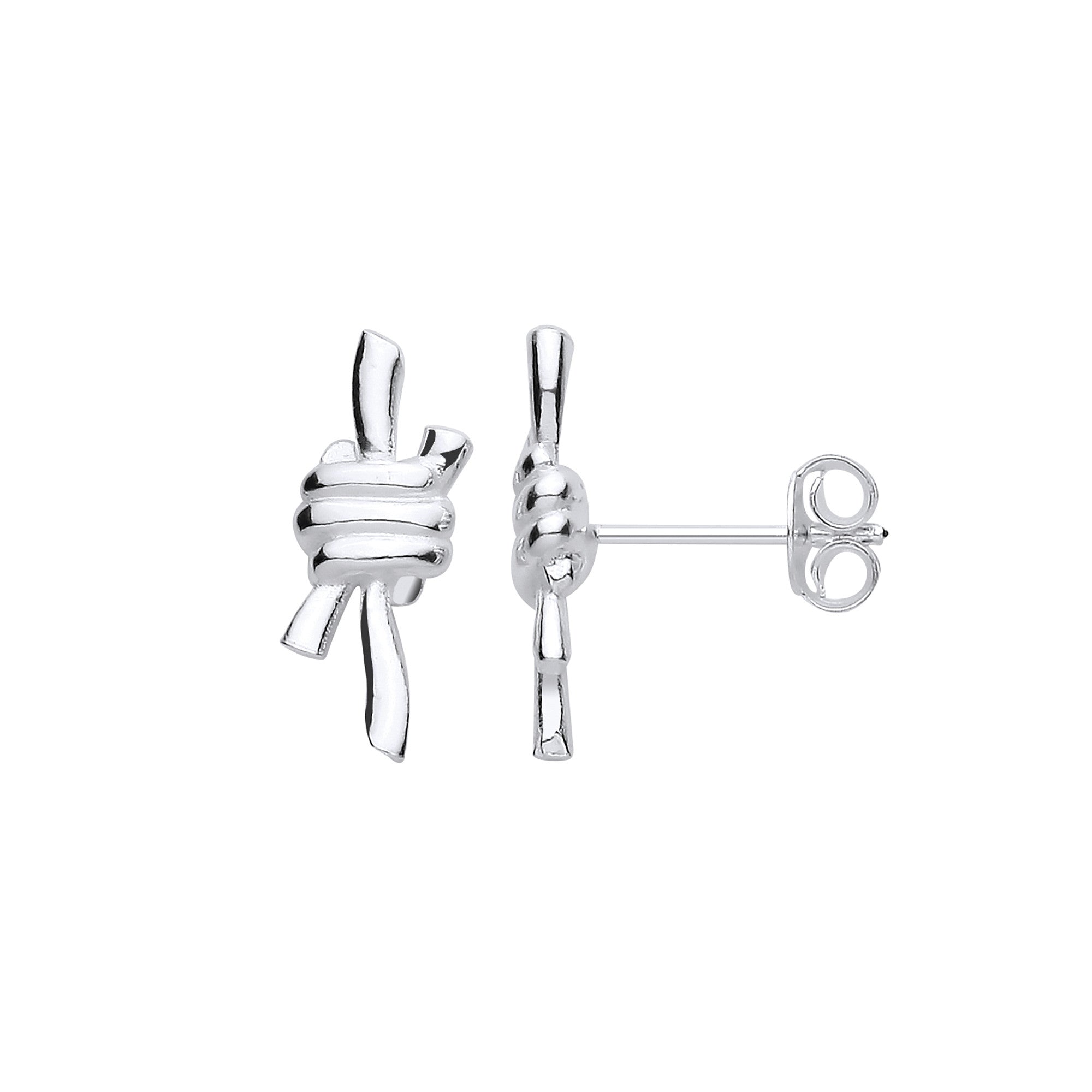 Silver Nautical Reef Knot Studs - Silver