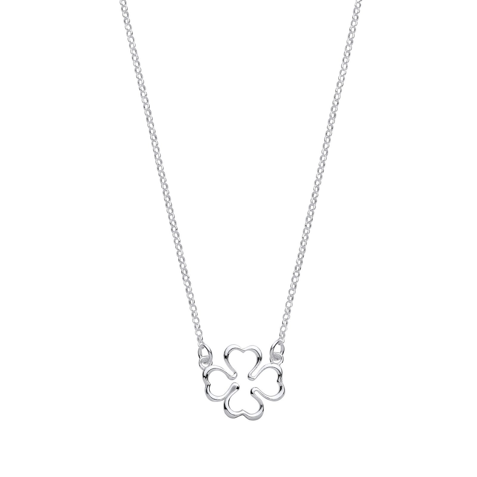 Silver Four Leaf Clover Pendant Chain