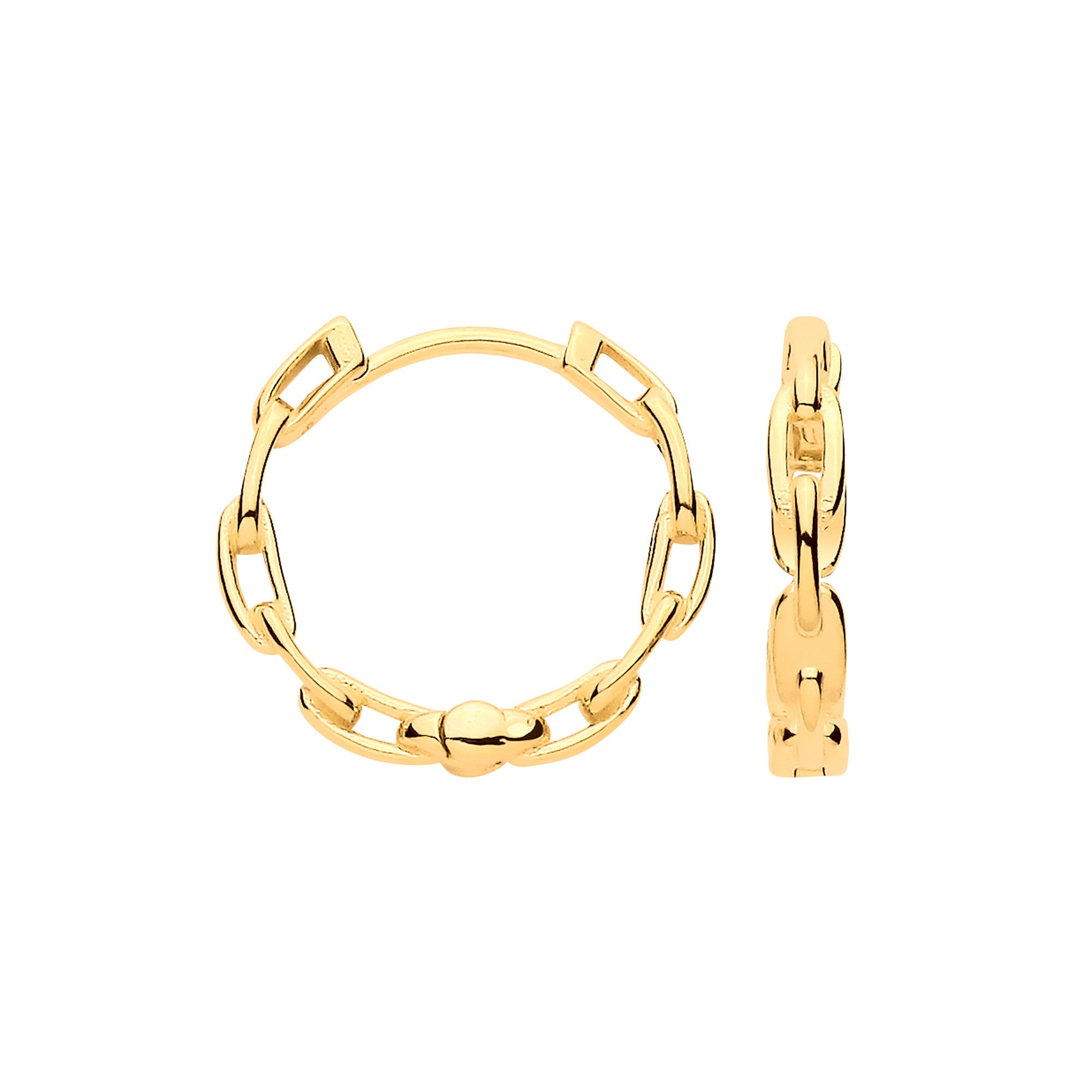 Yellow Gold Paper Clip Plain Huggies - 9ct Gold