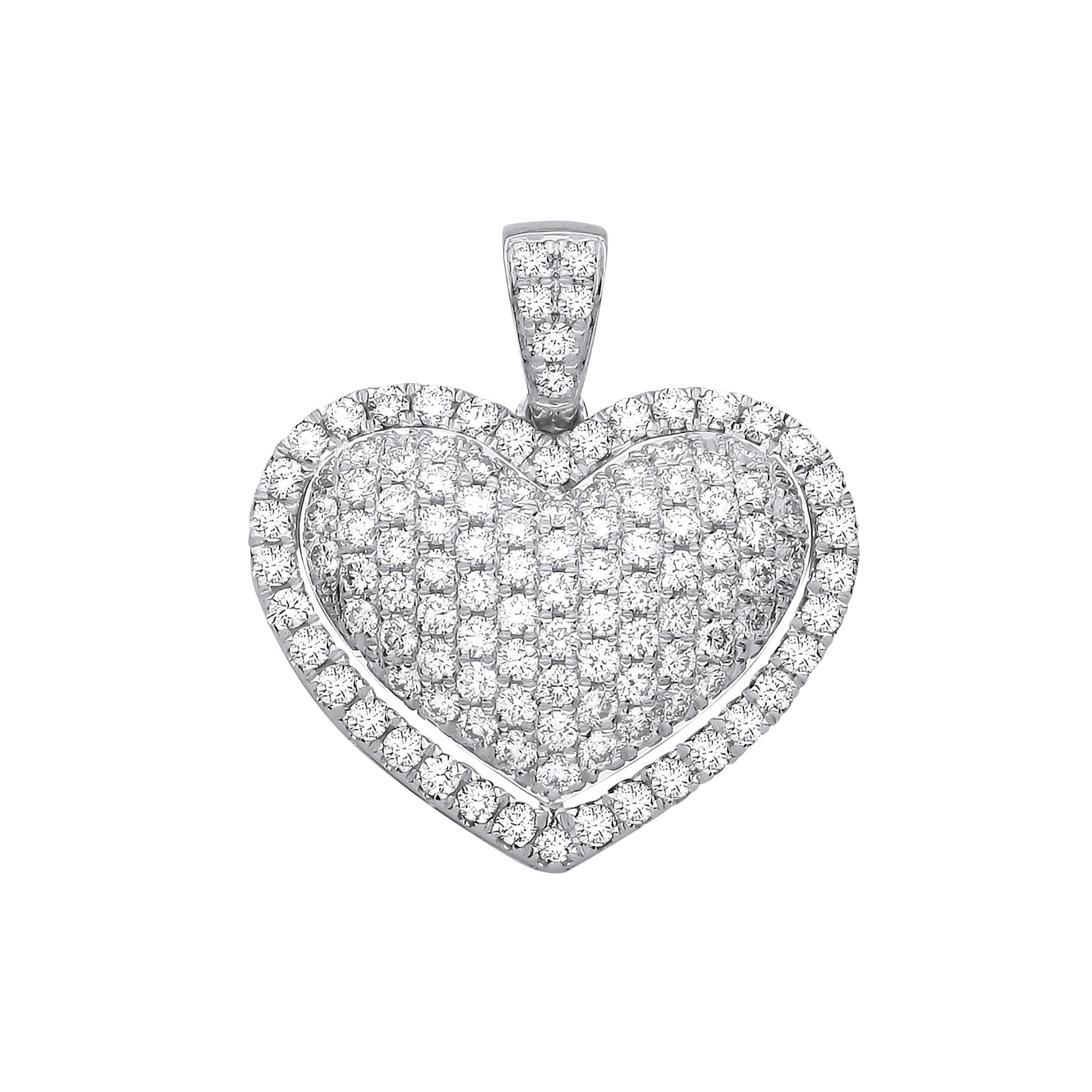 18ct White Gold 2.00ctw Heart Pendant - 18ct Gold
