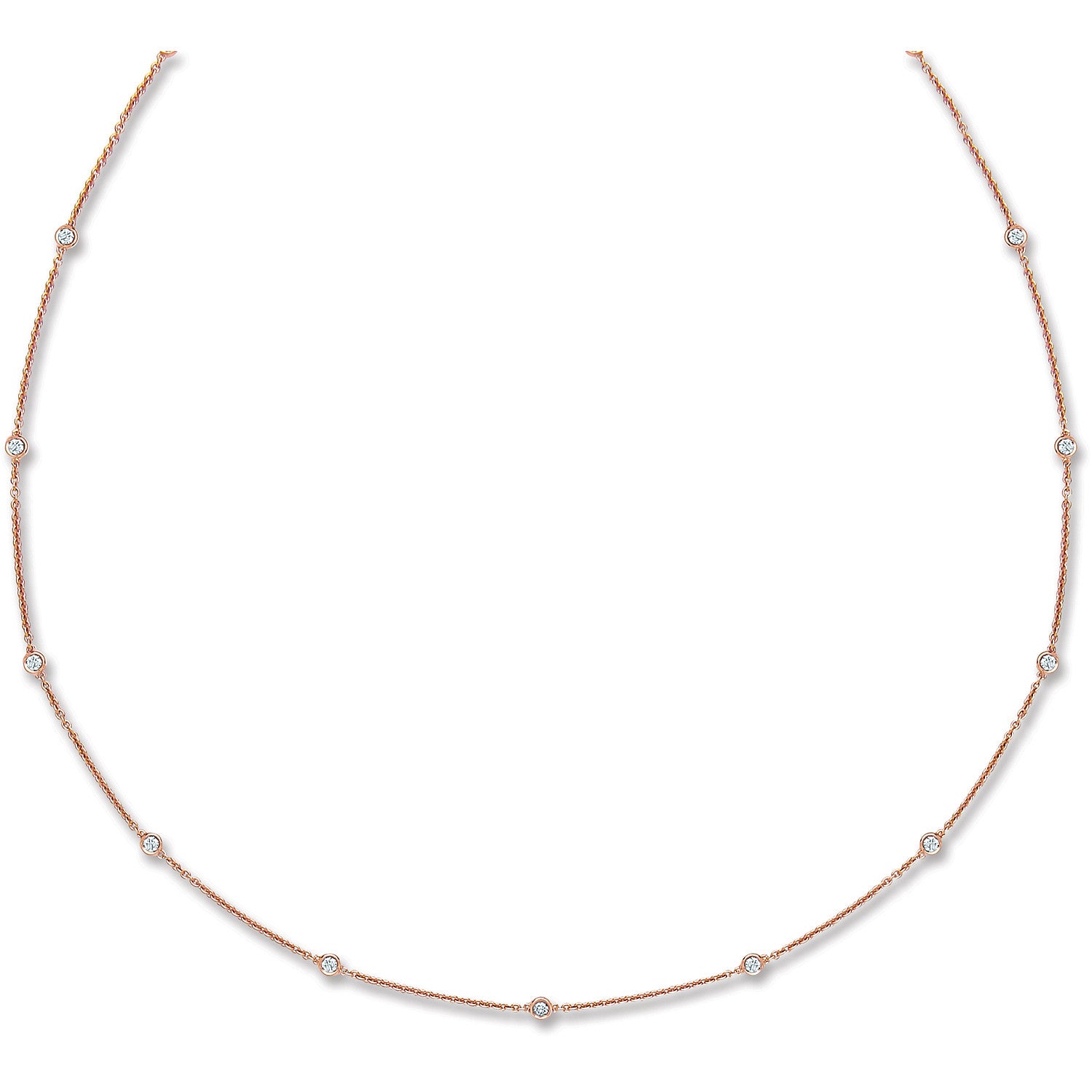 18ct Rose Gold 0.50ct Diamond by the yard Necklace (18in/45cm) - 18ct Gold