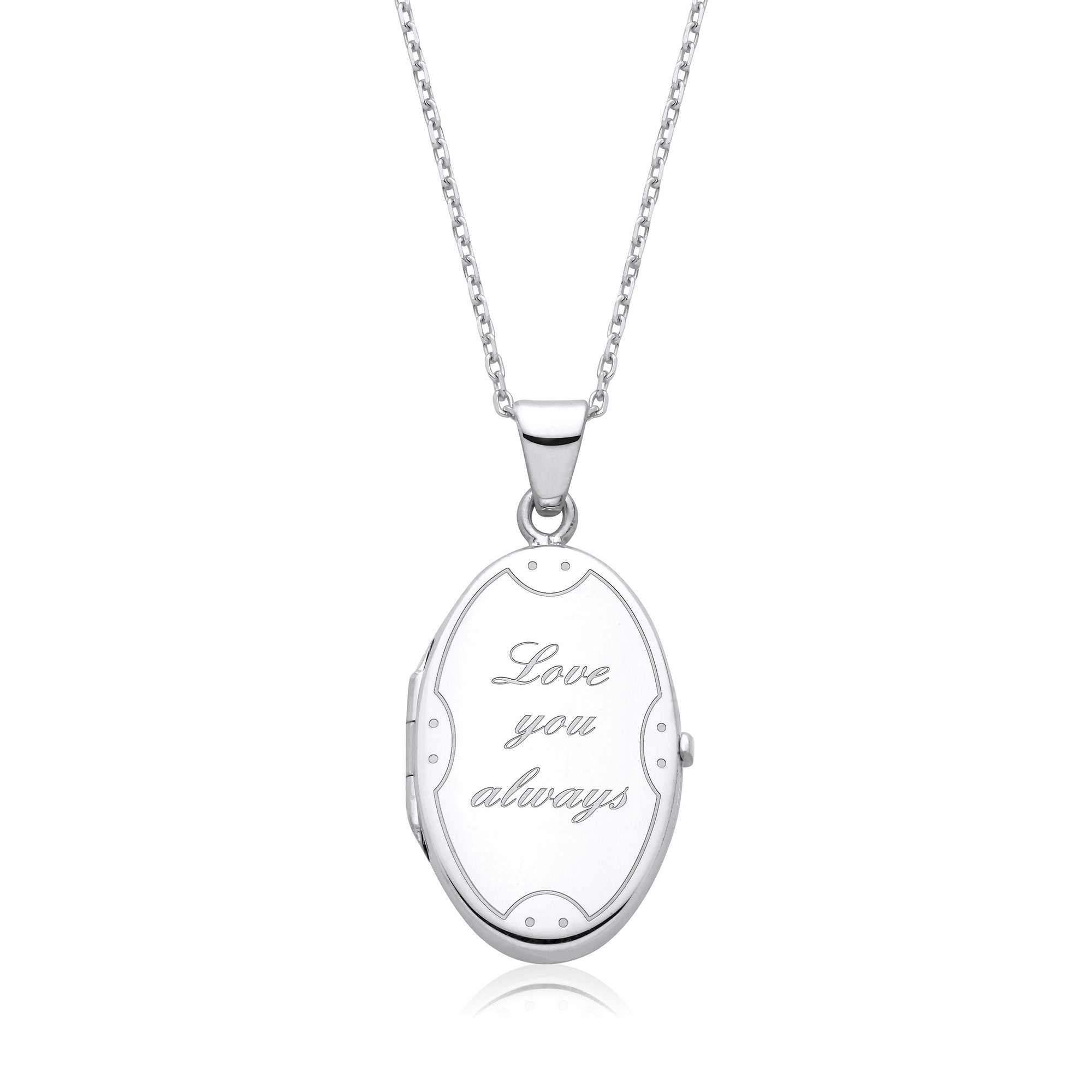 Love You Always Oval Silver Locket - Silver