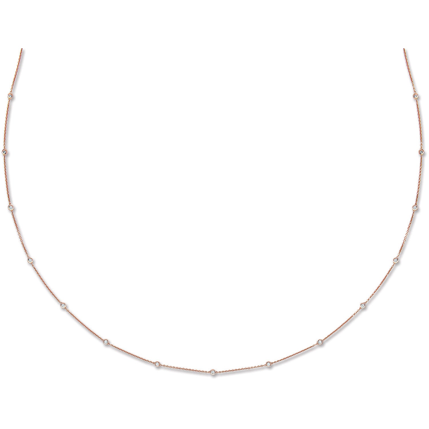 18ct Rose Gold 1.00ct Diamond by the yard Necklace (36in/91cm) - 18ct Gold