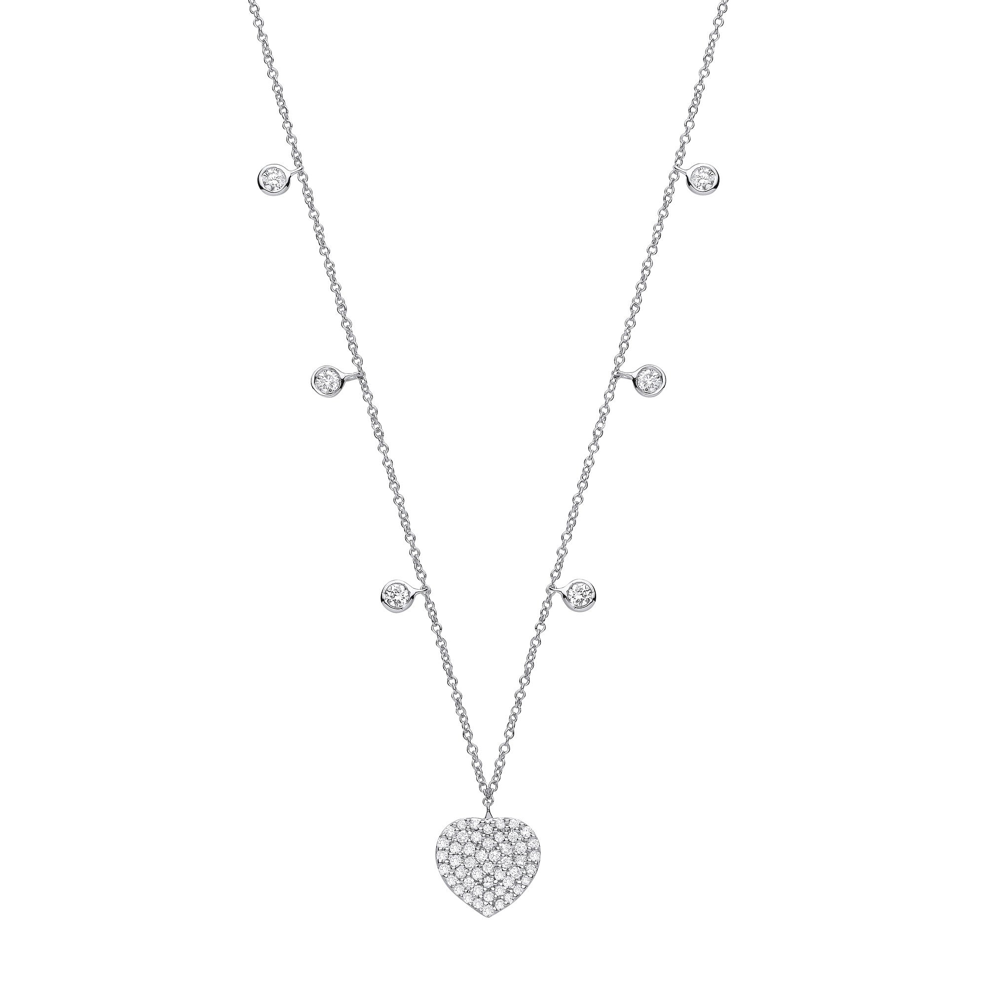 9ct White Gold 0.45ctw Heart Necklace - 9ct Gold