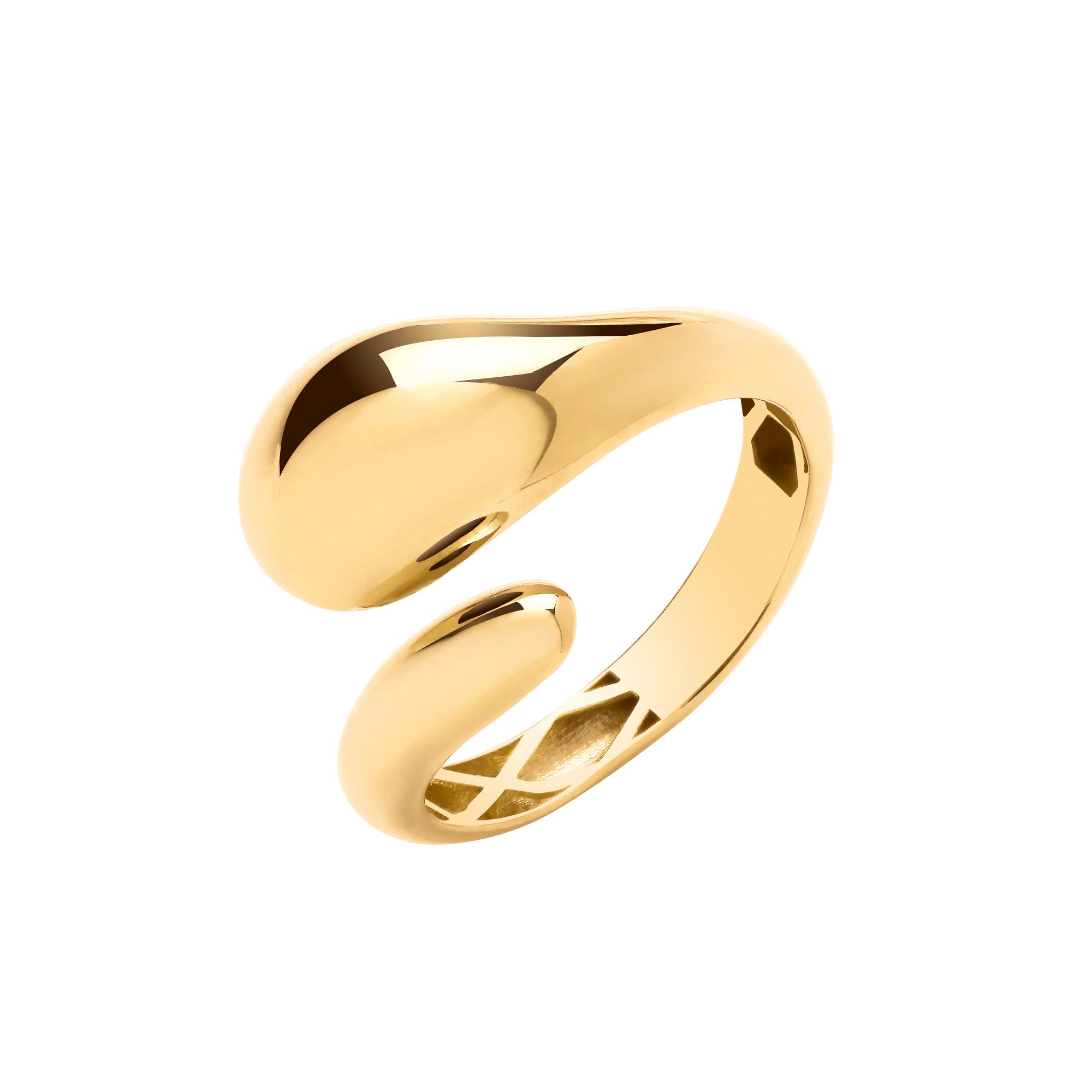 Yellow Gold Cross Over, Teardrop Ladies Ring - 9ct Gold