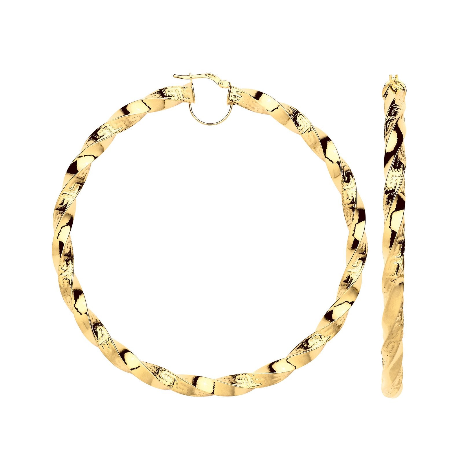 Y/G Twisted Greek Key 75mm Hoop Earrings