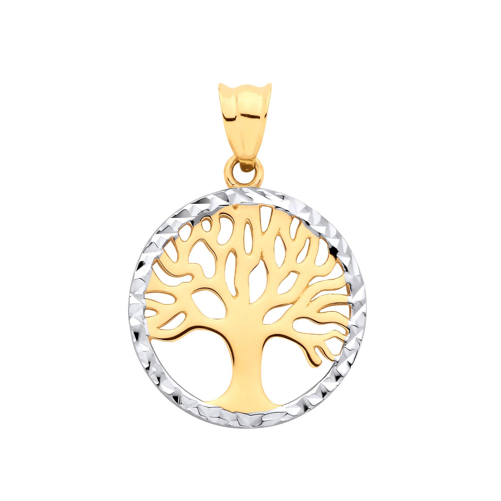 Yellow & White Gold Small Tree of Life Pendant - 9ct Gold