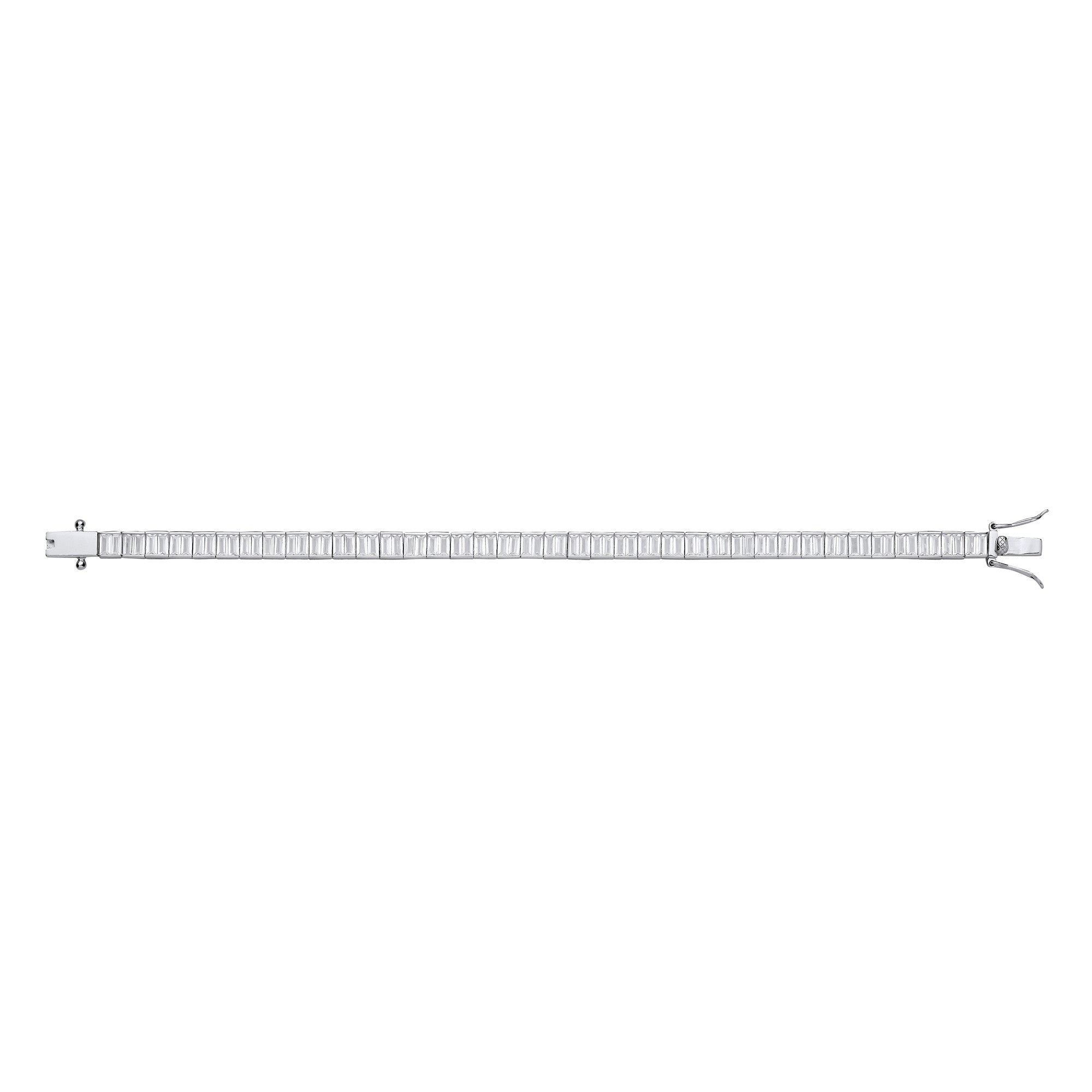 Silver Baguettes Tennis Ladies Bracelet - Silver