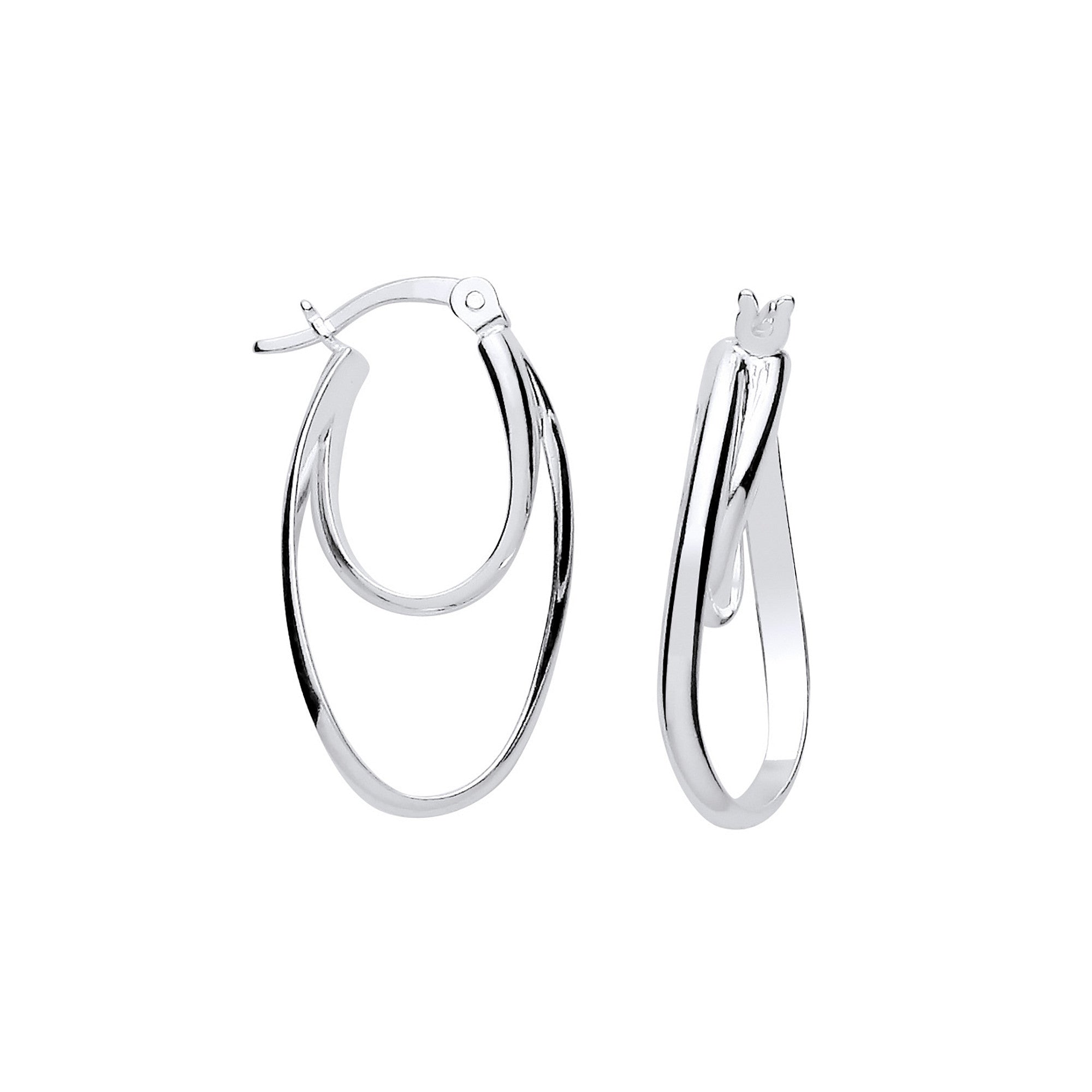 Silver Oval Hoop Earrings - Silver