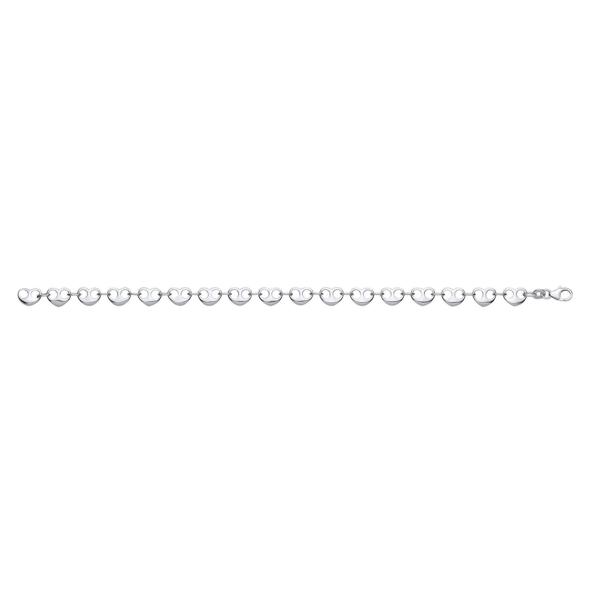 Silver Heart Bean Ladies Bracelet - Silver