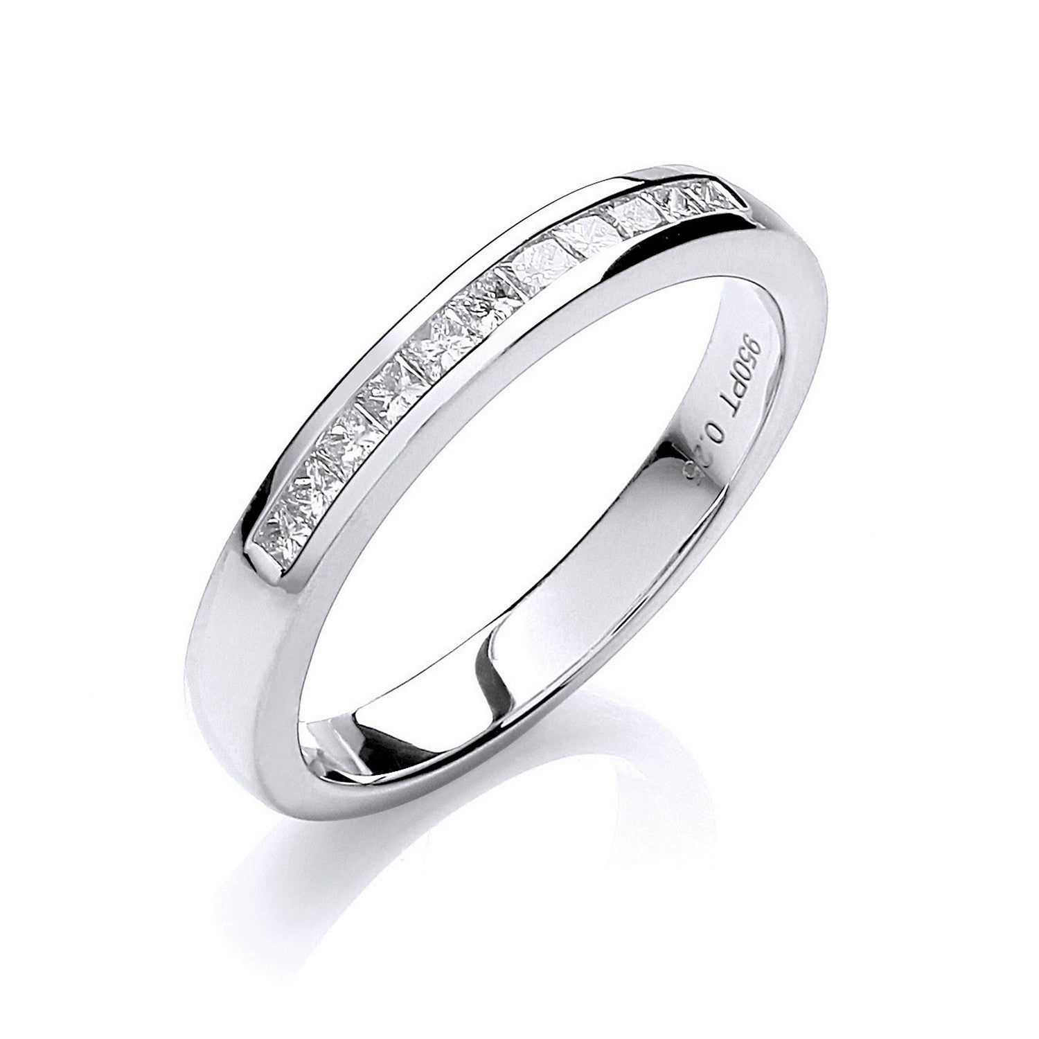18ct White Gold 0.25ctw Princess cut G/H-Si Diamond Half Eternity Ring - 18ct Gold
