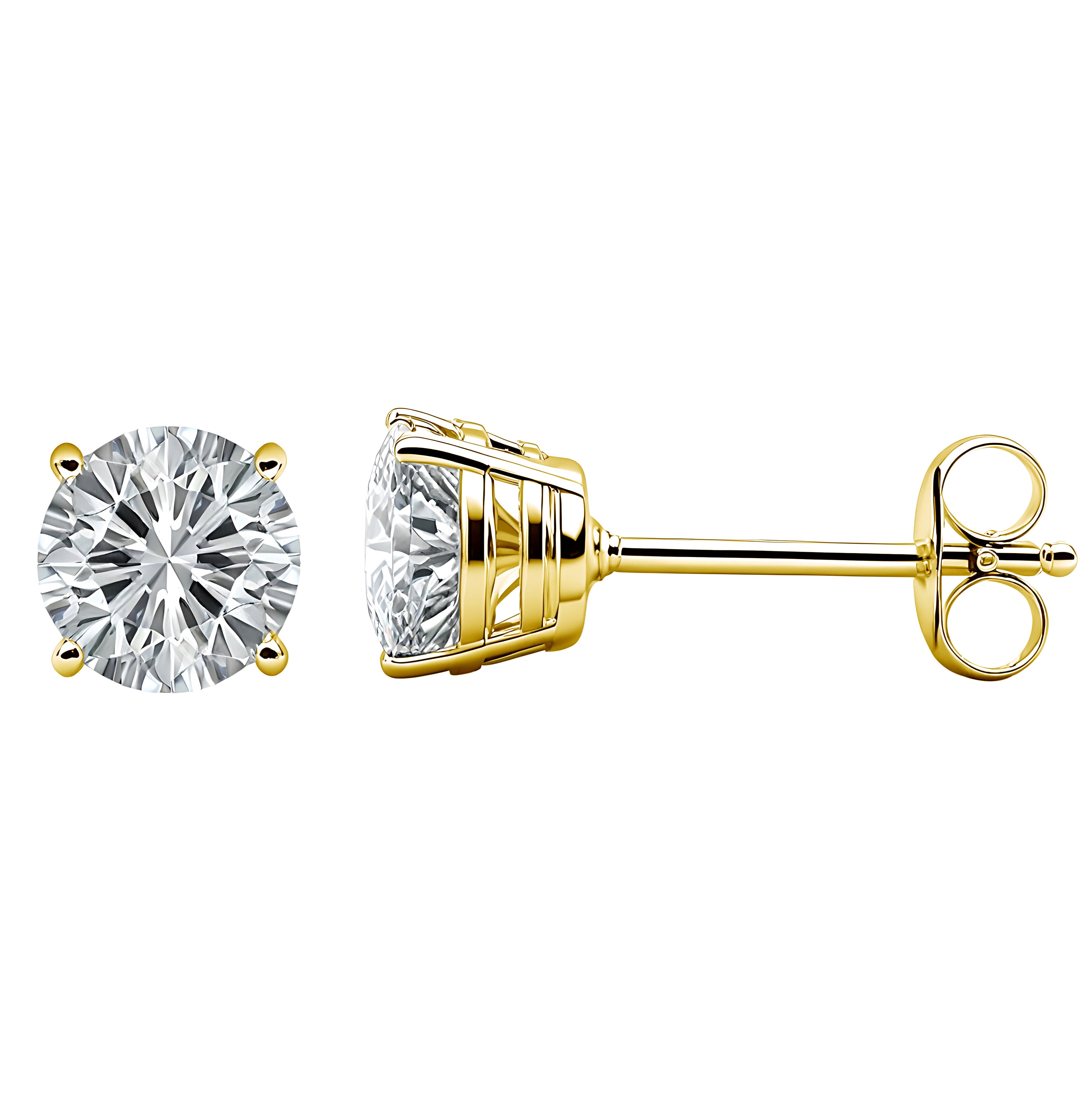 18ct Yellow Gold 1.40 - 1.50ct Claw Set Diamond Stud Earrings - 18ct Gold