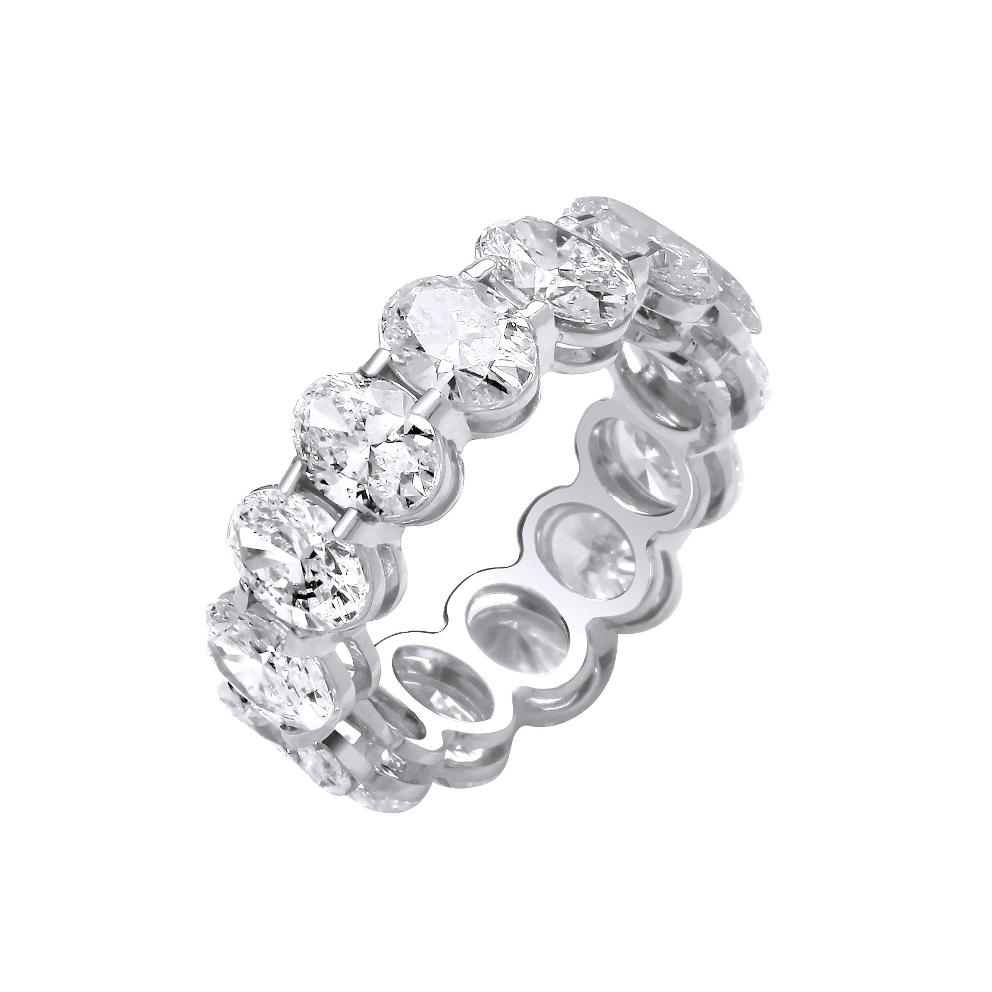 18ct White Gold 7.00ctw Oval Cut Lab Grown Diamond Eternity Ring IGI Certified - 18ct Gold