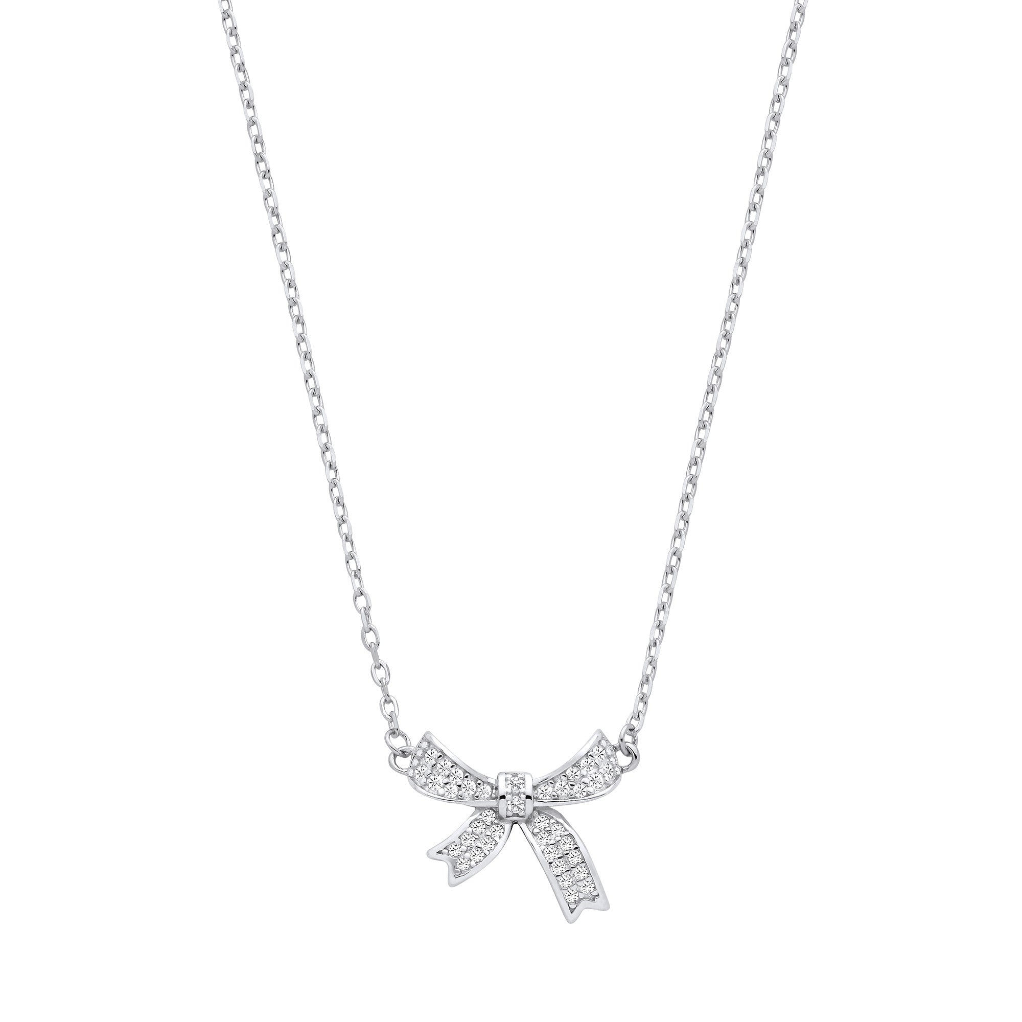 Silver Cubic Zirconia Bow Pendant Chain/Bracelet